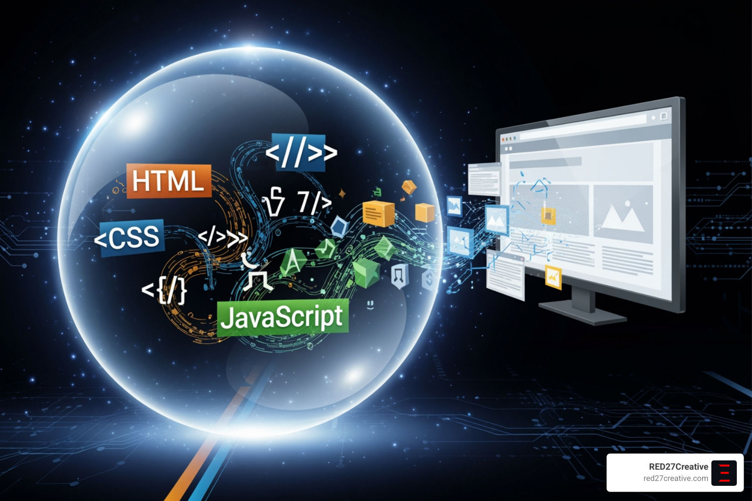 Illustration depicting the critical rendering path, showing how HTML, CSS, and JavaScript are processed by the browser to render pixels on the screen - High performance web development Illustration depicting the critical rendering path, showing how HTML, CSS, and JavaScript are processed by the browser to render pixels on the screen - High performance web development