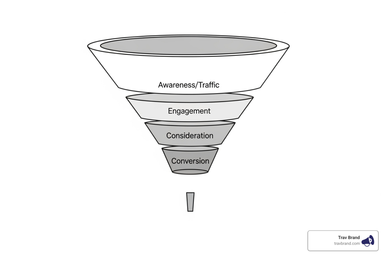 funnel showing different metric categories from traffic to conversion - content performance analysis funnel showing different metric categories from traffic to conversion - content performance analysis