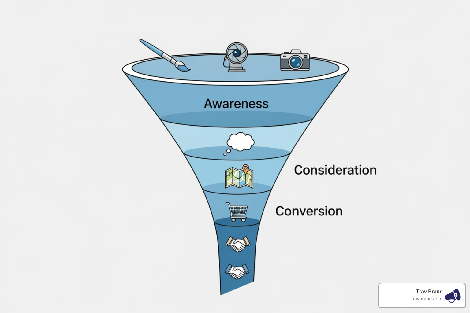 Marketing funnel with creative touchpoints highlighted - creative agency strategy Marketing funnel with creative touchpoints highlighted - creative agency strategy
