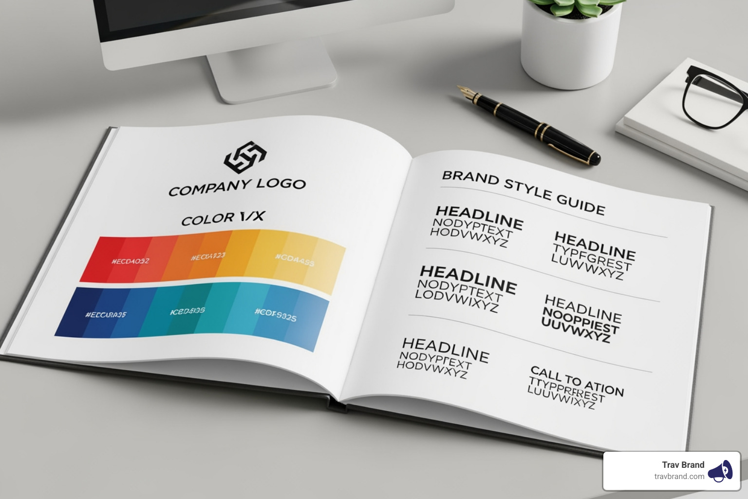 of a brand style guide showing logo, color palette, and typography - brand development services of a brand style guide showing logo, color palette, and typography - brand development services