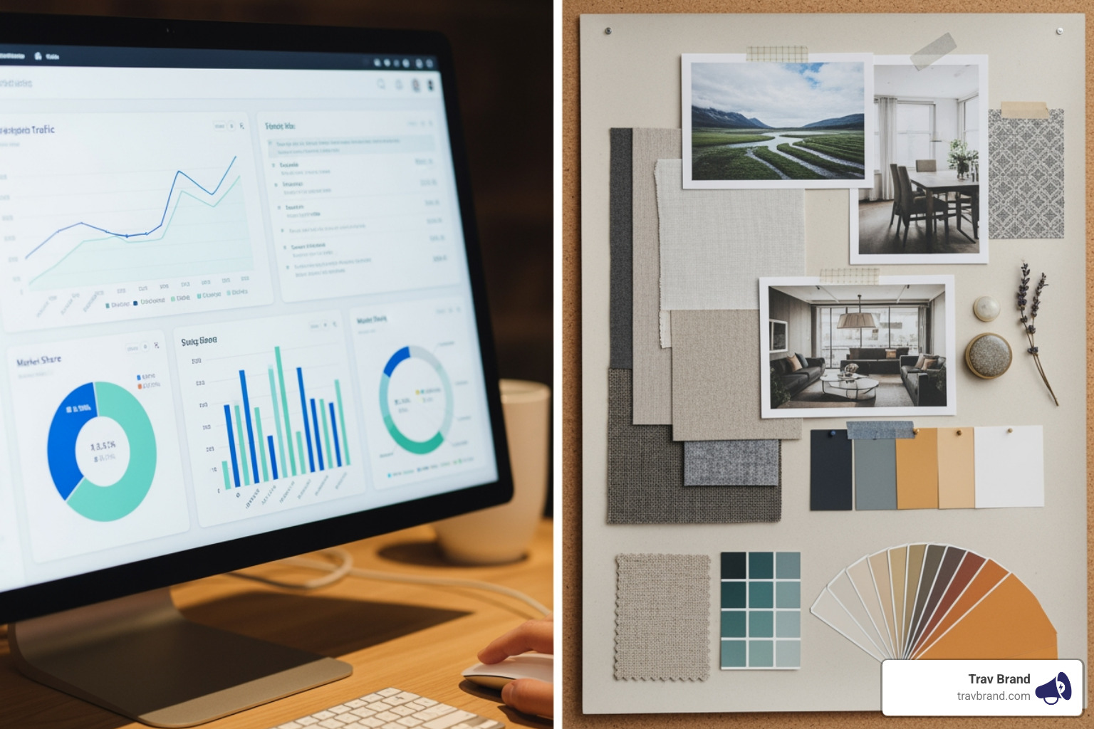 A mix of data visualizations and cultural mood boards side-by-side - creative strategy agencies