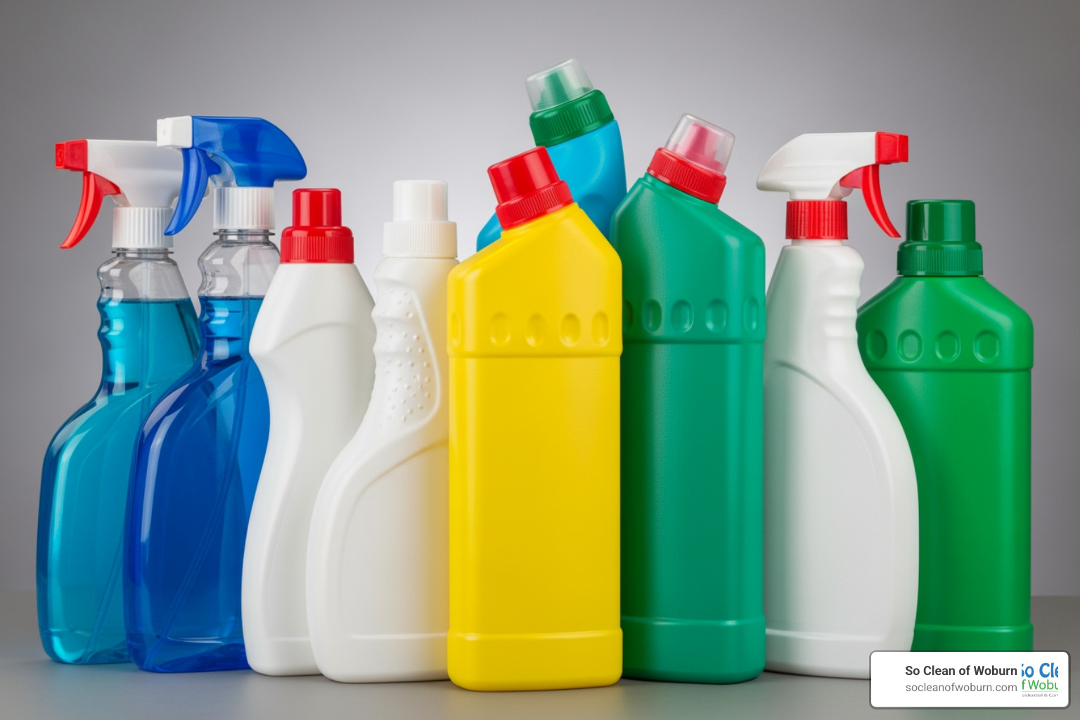 lineup of generic cleaner bottles - best multipurpose cleaners