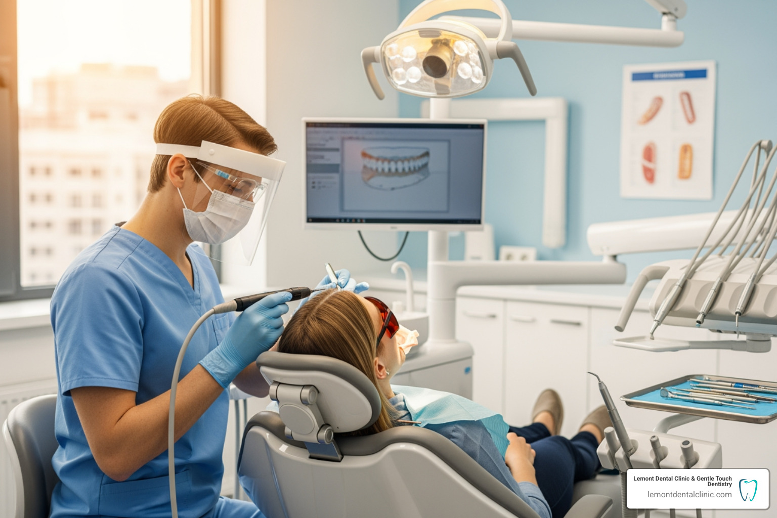 dental hygienist working with a patient - Dental cleaning