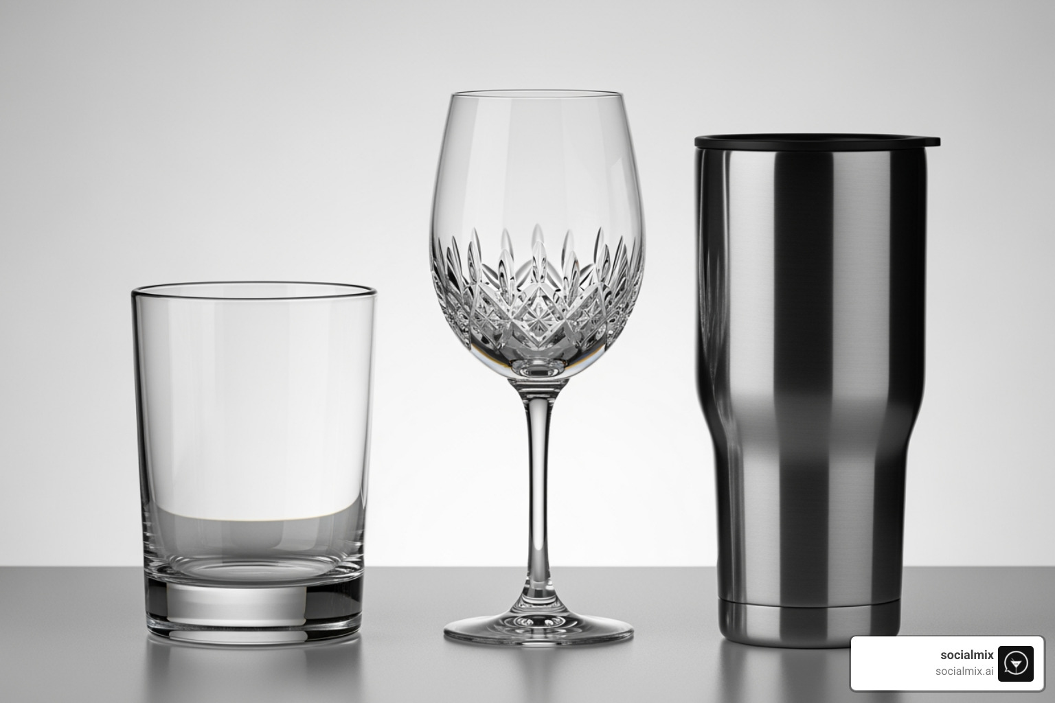 various drinkware materials like glass, crystal, and stainless steel side-by-side - drinkware sets various drinkware materials like glass, crystal, and stainless steel side-by-side - drinkware sets