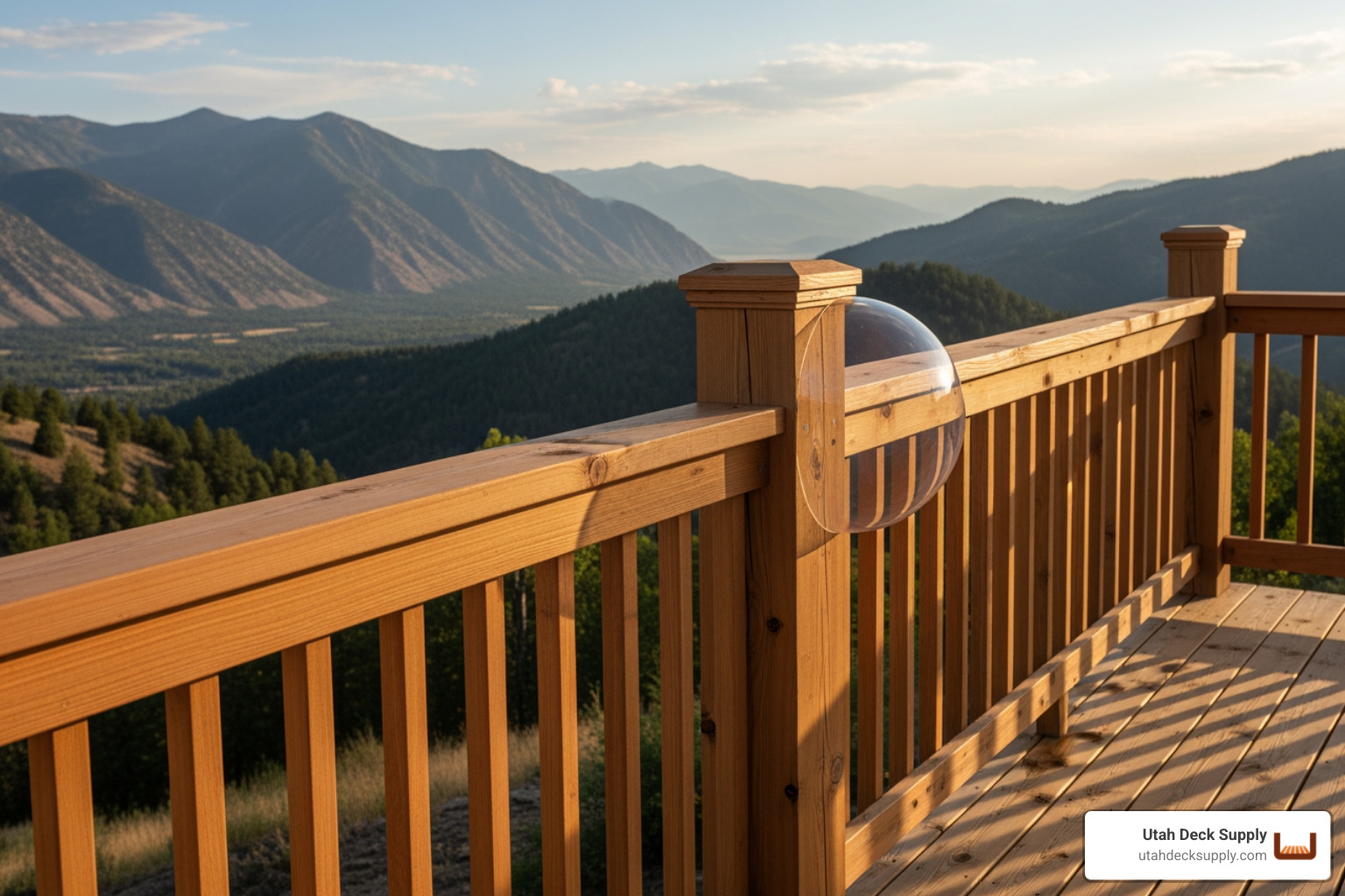 A diagram illustrating deck railing code requirements, showing a minimum height of 36 inches and baluster spacing that prevents a 4-inch sphere from passing through - Choosing deck railing