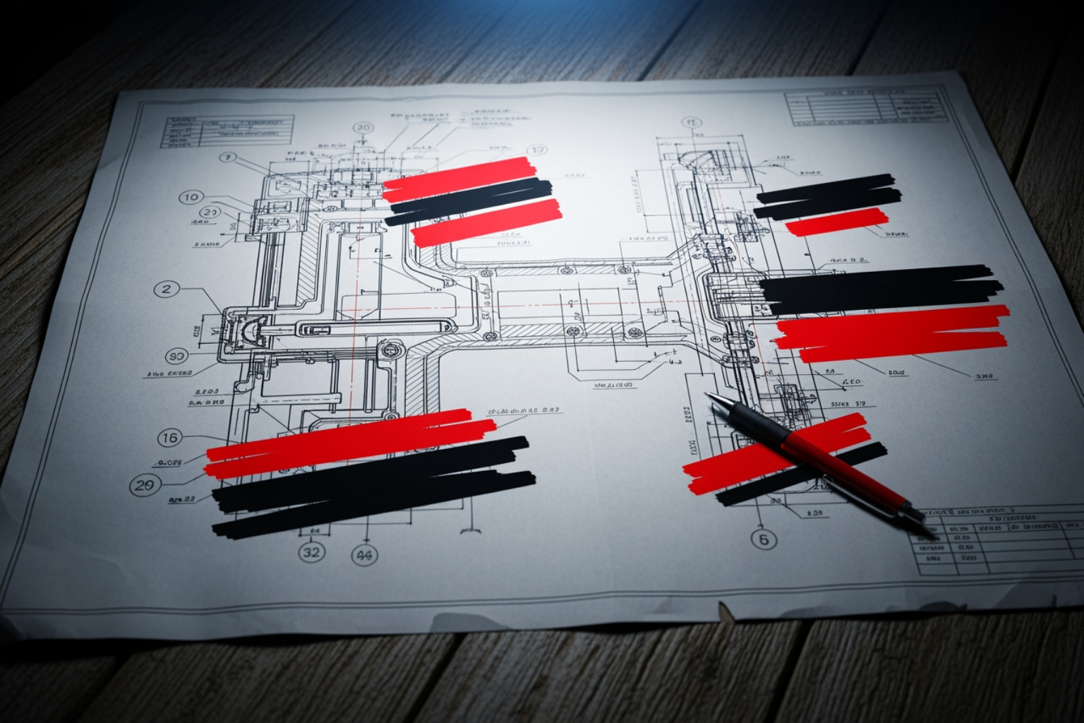 A redacted engineering blueprint or schematic, suggesting a detailed investigation into a product or structural failure. - lawyers for wrongful death suit A redacted engineering blueprint or schematic, suggesting a detailed investigation into a product or structural failure. - lawyers for wrongful death suit
