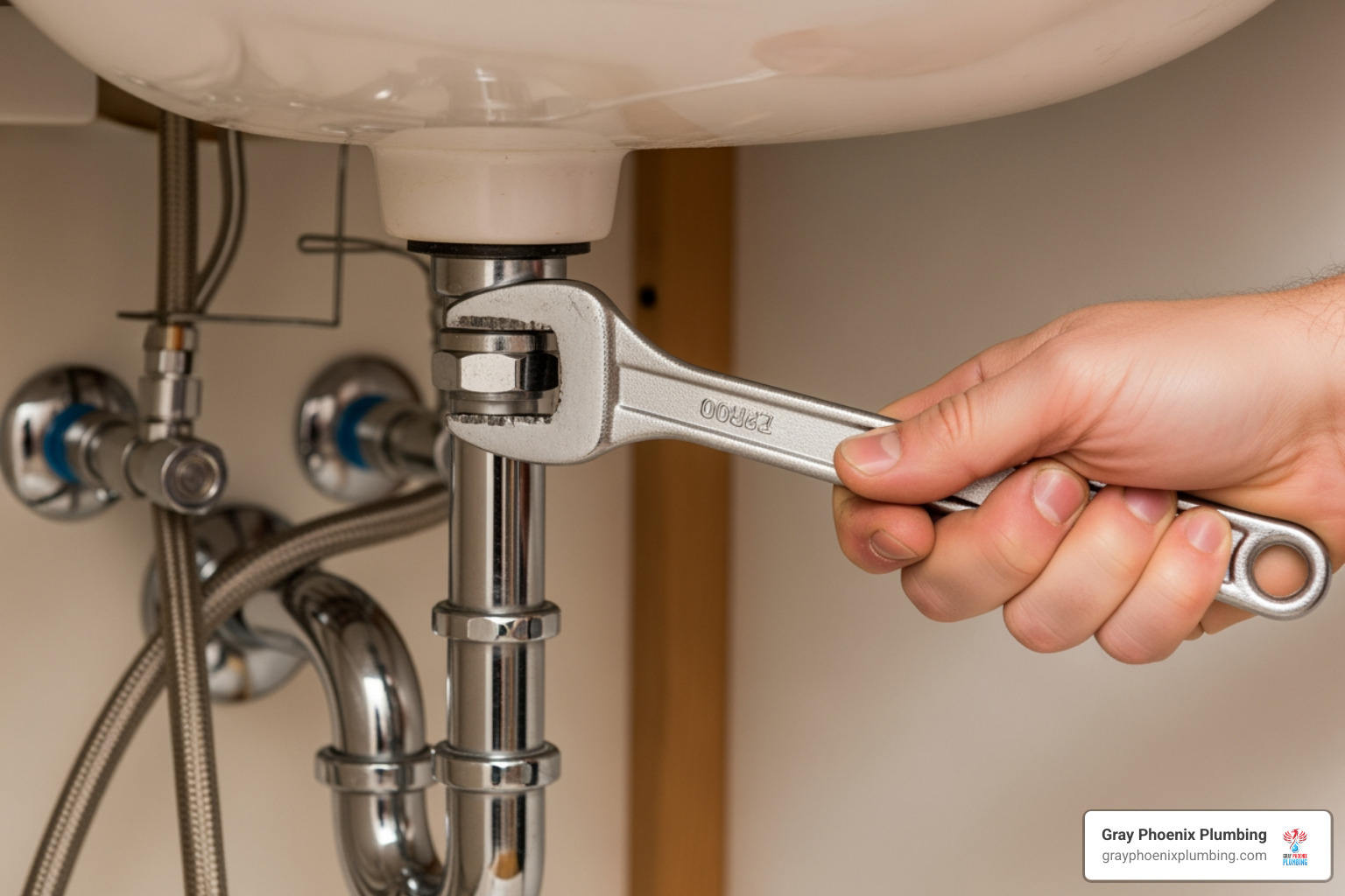 Using a basin wrench to loosen a mounting nut - bathroom faucet installation Using a basin wrench to loosen a mounting nut - bathroom faucet installation