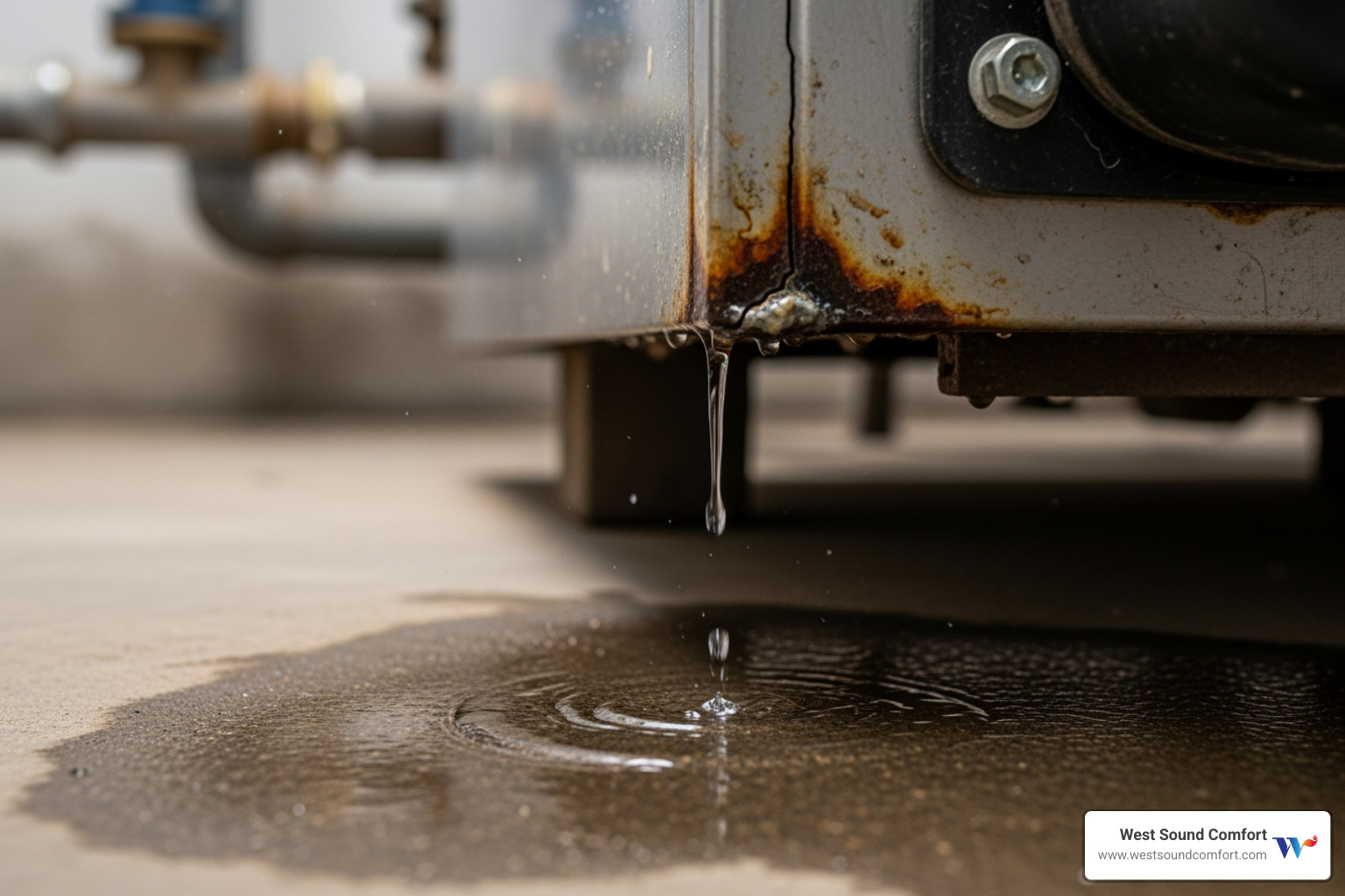 Infographic showing 4 immediate safety steps when you discover a boiler leaking water: Step 1 - Turn off electrical power to the boiler at the breaker or switch to prevent electrical hazards; Step 2 - Close the water supply isolation valve to stop more water from entering the system; Step 3 - Place towels, buckets, or pans under the leak to contain water and protect flooring and walls; Step 4 - Contact a qualified heating professional for diagnosis and repair, especially for internal leaks or unknown sources - boiler leaking water