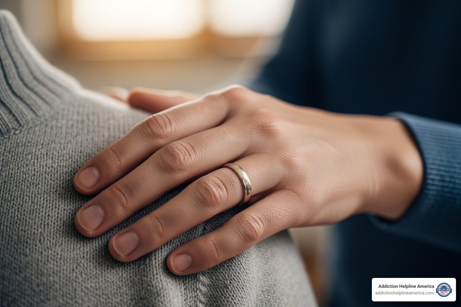 caring hand gently placed on a shoulder, symbolizing support and empathy during a difficult time - Benzo detox centers caring hand gently placed on a shoulder, symbolizing support and empathy during a difficult time - Benzo detox centers