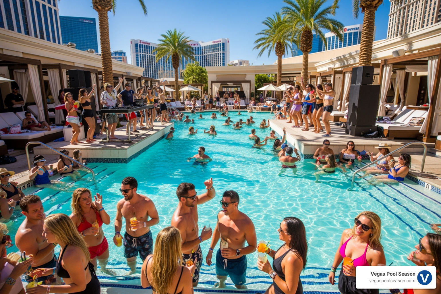 Lively Vegas pool party scene - best vegas pool party on thursday Lively Vegas pool party scene - best vegas pool party on thursday