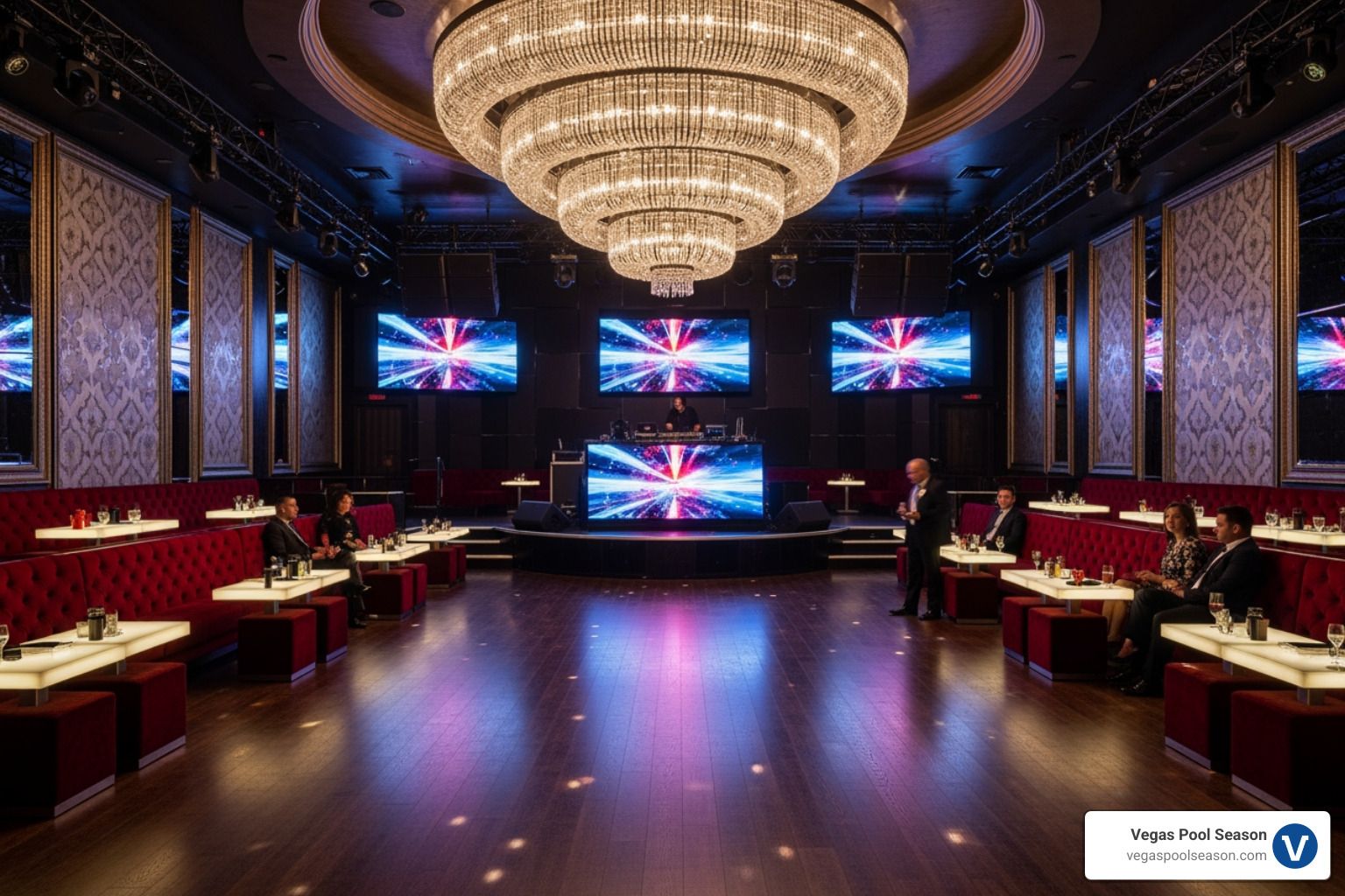 main room at a renowned Las Vegas nightclub with a stunning chandelier - las vegas dj schedule 2026