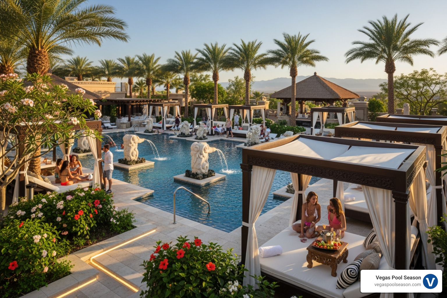 TAO Beach's Balinese-inspired oasis - dayclubs in las vegas TAO Beach's Balinese-inspired oasis - dayclubs in las vegas
