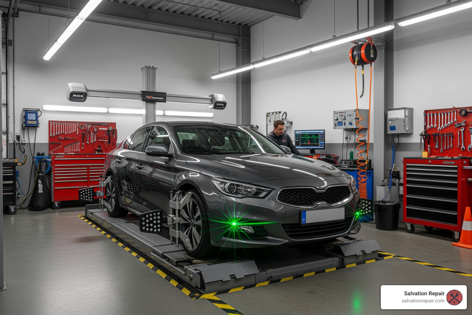 tire alignment machine in action - Hattiesburg repair shop
