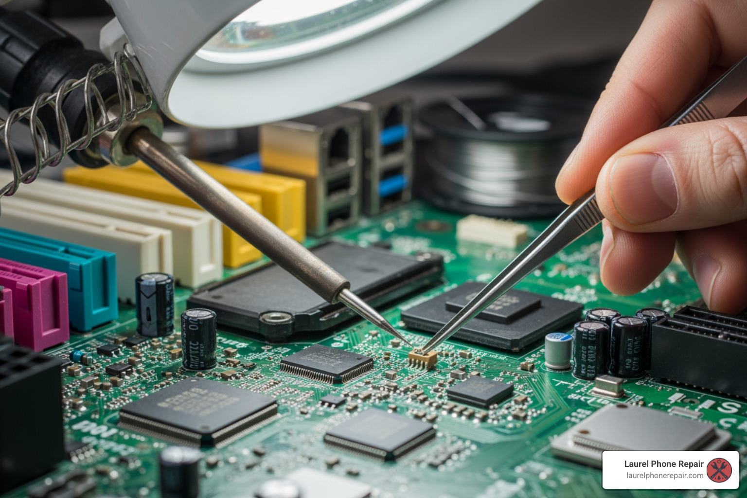computer screen showing a Blue Screen of Death (BSOD) - computer motherboard repair