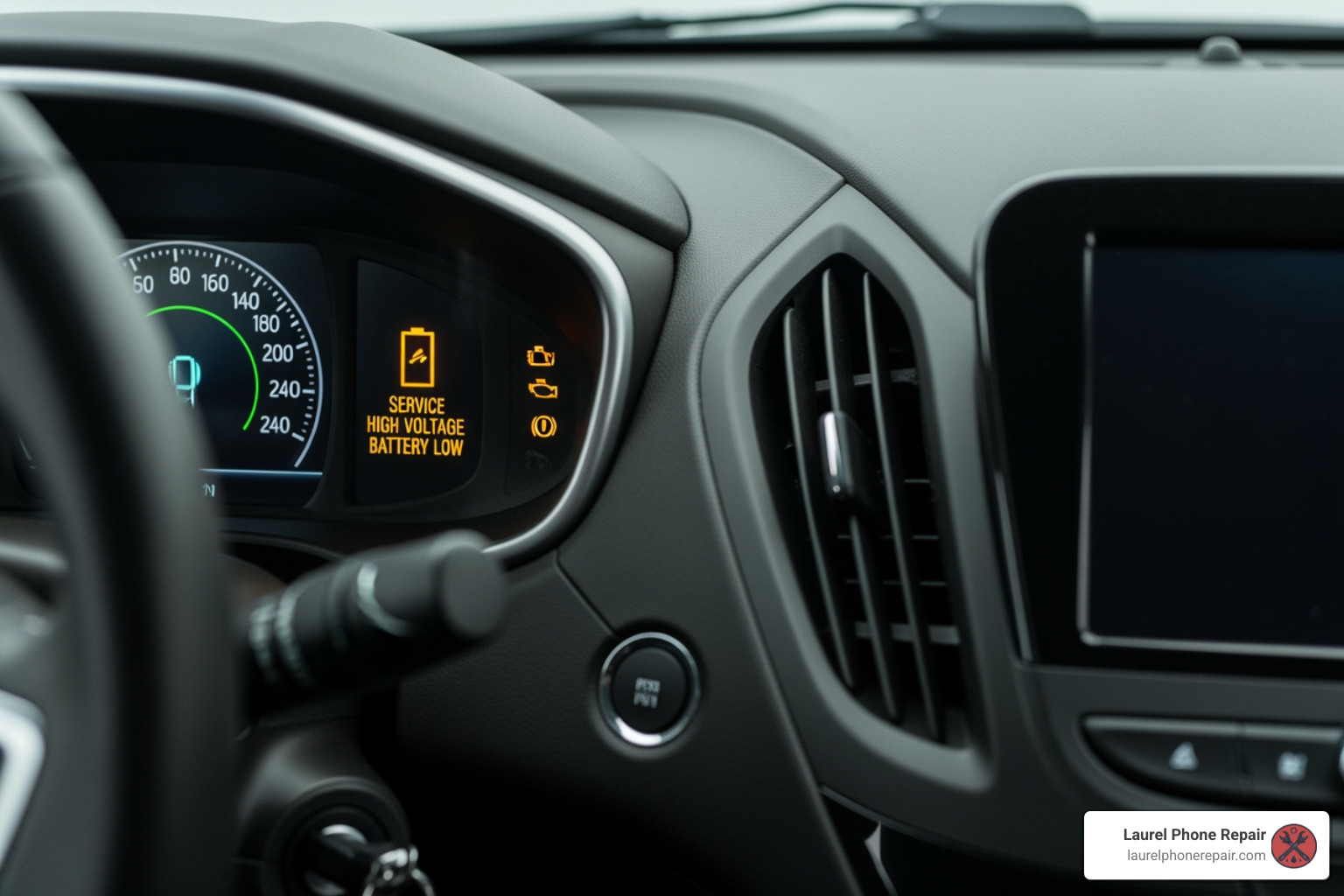 Chevy Volt dashboard showing a battery-related warning message - chevy volt battery replacement