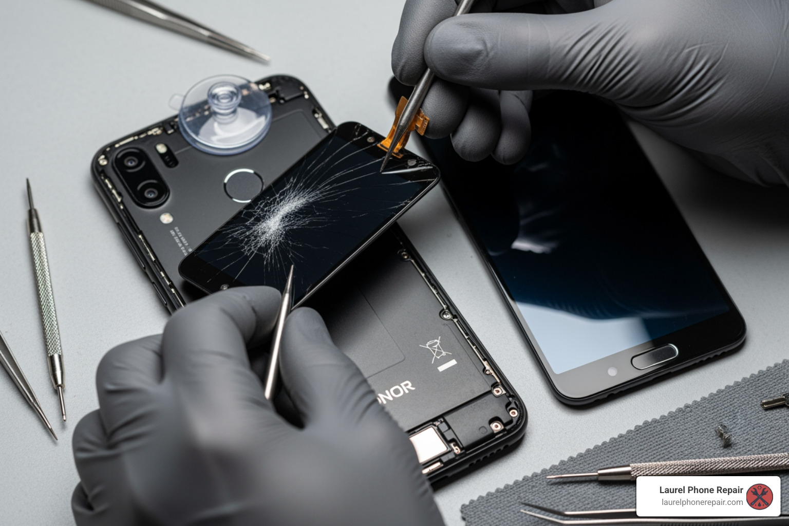 The interior of the Honor 8X with components and battery visible - honor 8x lcd replacement