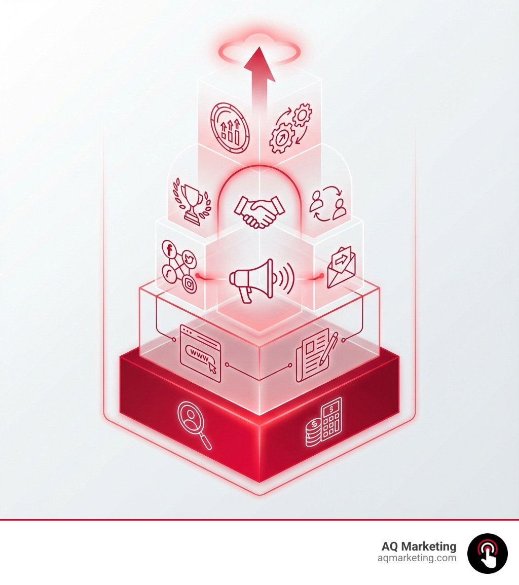 Infographic showing the five essential startup marketing strategies: 1) Build a Bulletproof Foundation with audience research and budgeting, 2) Dominate with Content and SEO through website optimization and blogging, 3) Amplify Your Reach via social media and email marketing, 4) Build Credibility with PR and referral programs, 5) Measure and Adapt by tracking KPIs and aligning teams - marketing for startups infographic Infographic showing the five essential startup marketing strategies: 1) Build a Bulletproof Foundation with audience research and budgeting, 2) Dominate with Content and SEO through website optimization and blogging, 3) Amplify Your Reach via social media and email marketing, 4) Build Credibility with PR and referral programs, 5) Measure and Adapt by tracking KPIs and aligning teams - marketing for startups infographic