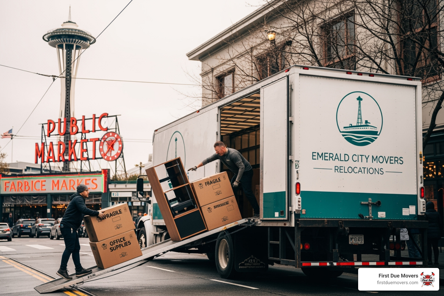 Infographic showing the key phases of a commercial move: initial consultation and assessment, detailed planning and scheduling, professional packing and inventory management, coordinated moving day execution, unpacking and workspace setup, and final walkthrough - best commercial moves in seattle, wa