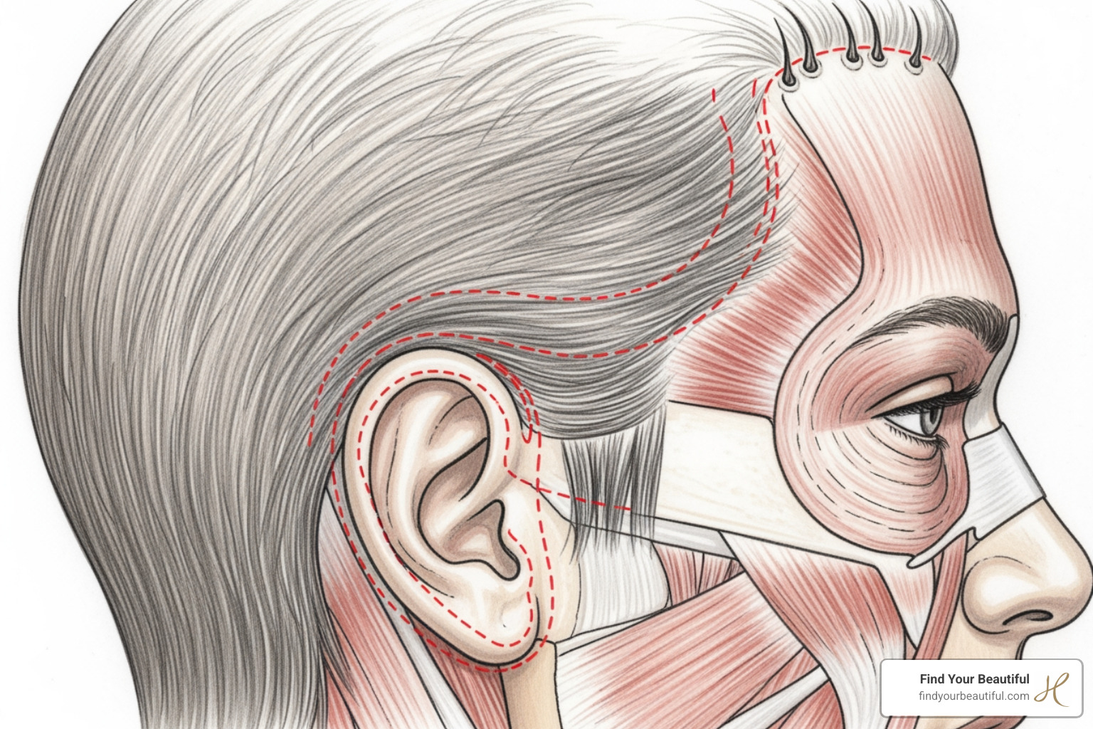diagram showing discreet facelift incision placements around the ear and hairline - facelift san antonio diagram showing discreet facelift incision placements around the ear and hairline - facelift san antonio