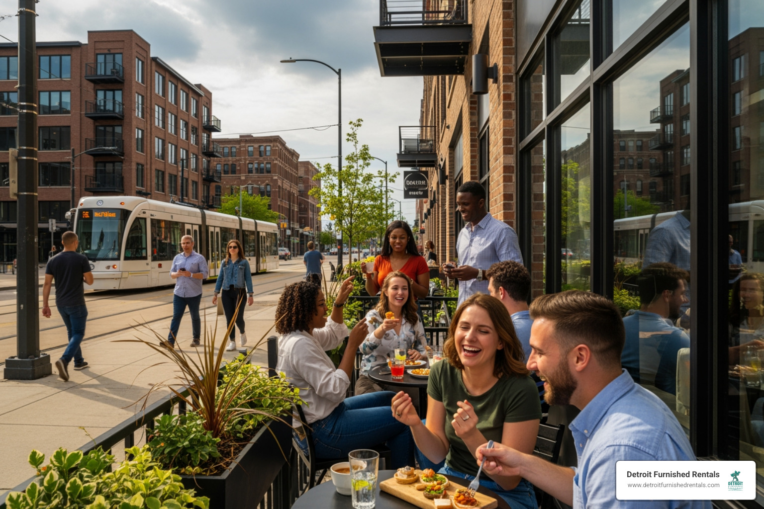 Diverse street in a Detroit neighborhood showing residential and commercial properties - Detroit city living