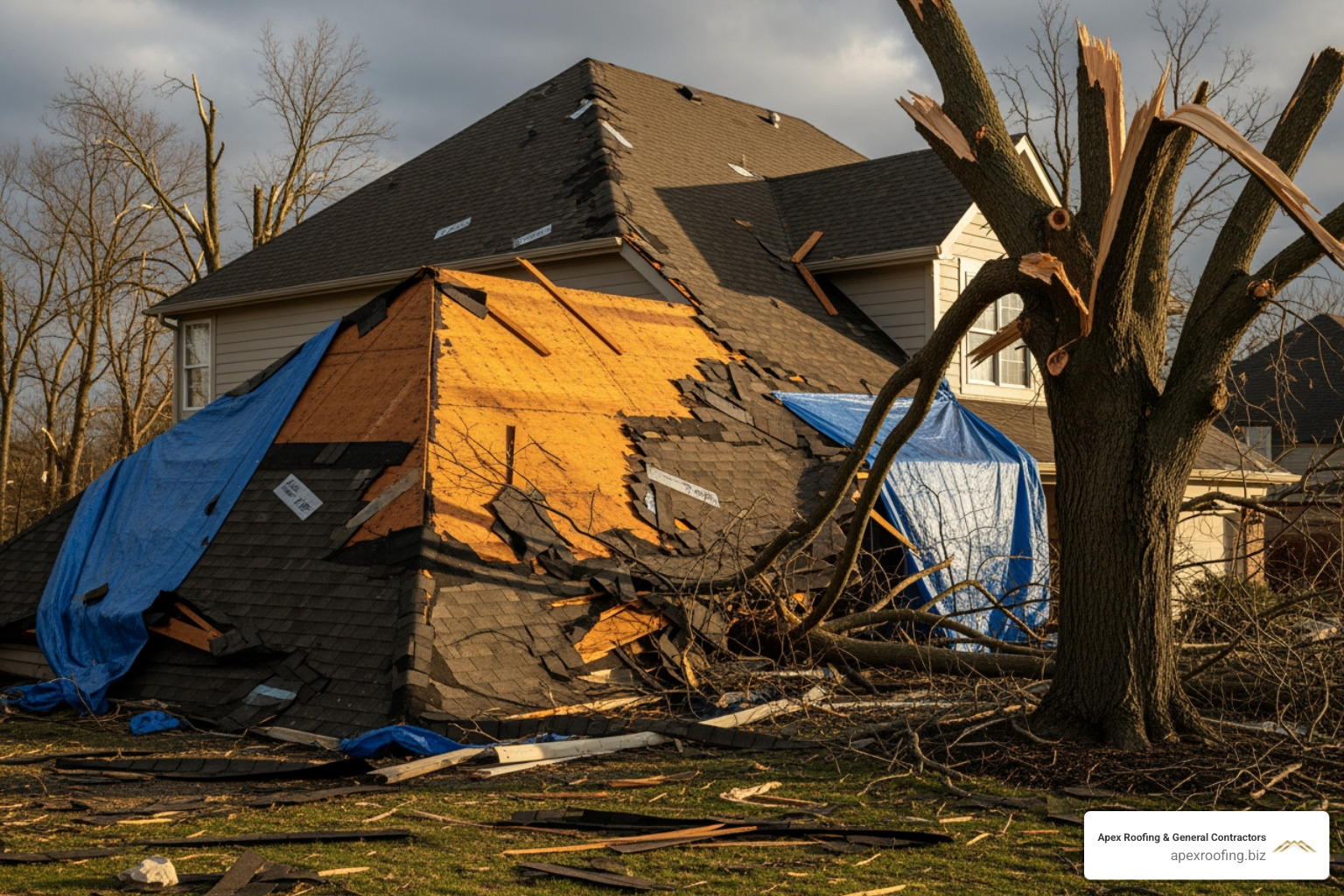 insurance check and a roofing contract - storm damage roof replacement