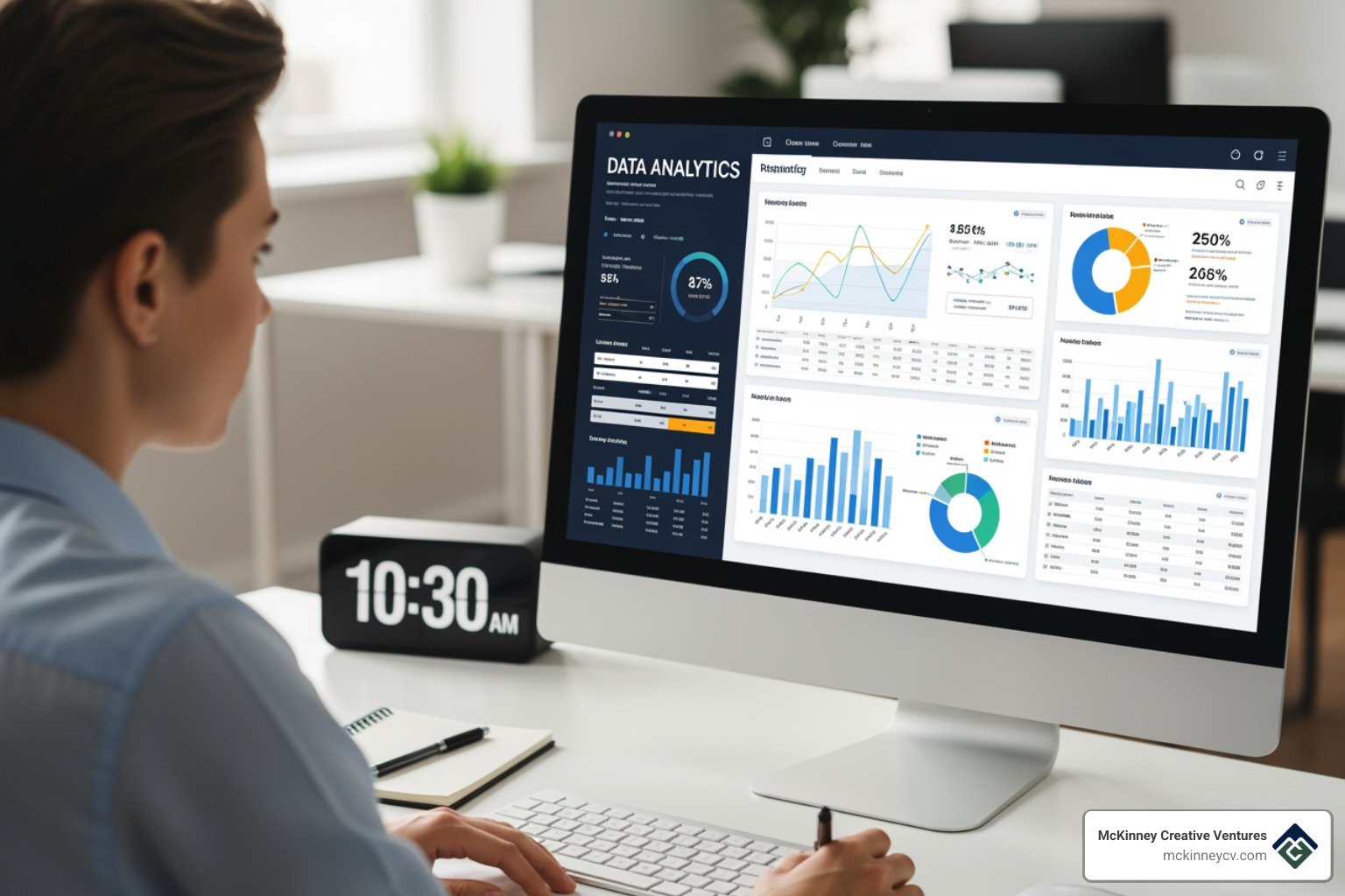 of a person at a desk looking at analytics on a computer screen - website SEO maintenance of a person at a desk looking at analytics on a computer screen - website SEO maintenance