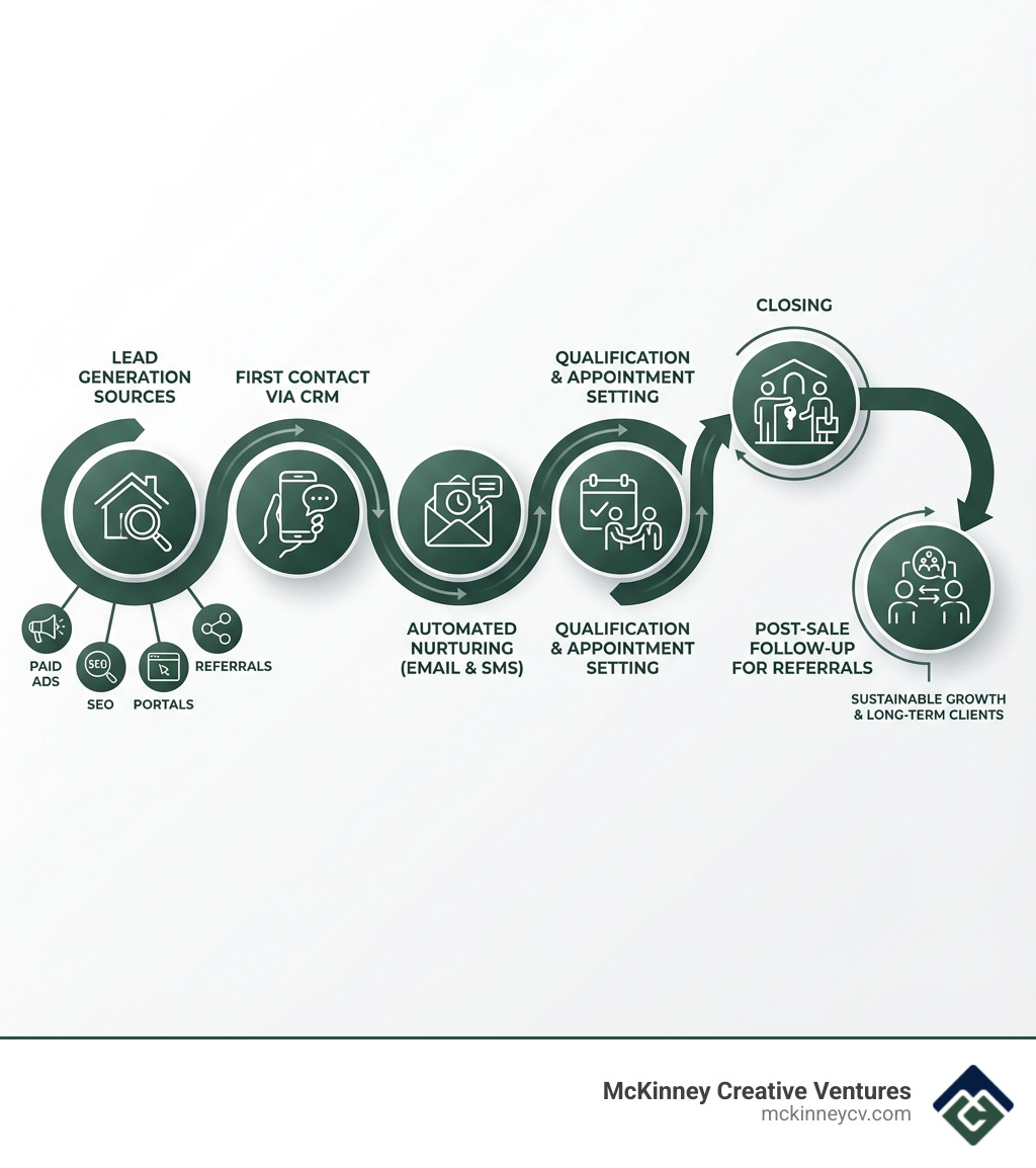 infographic showing real estate lead generation process - lead generation companies for real estate agents infographic 