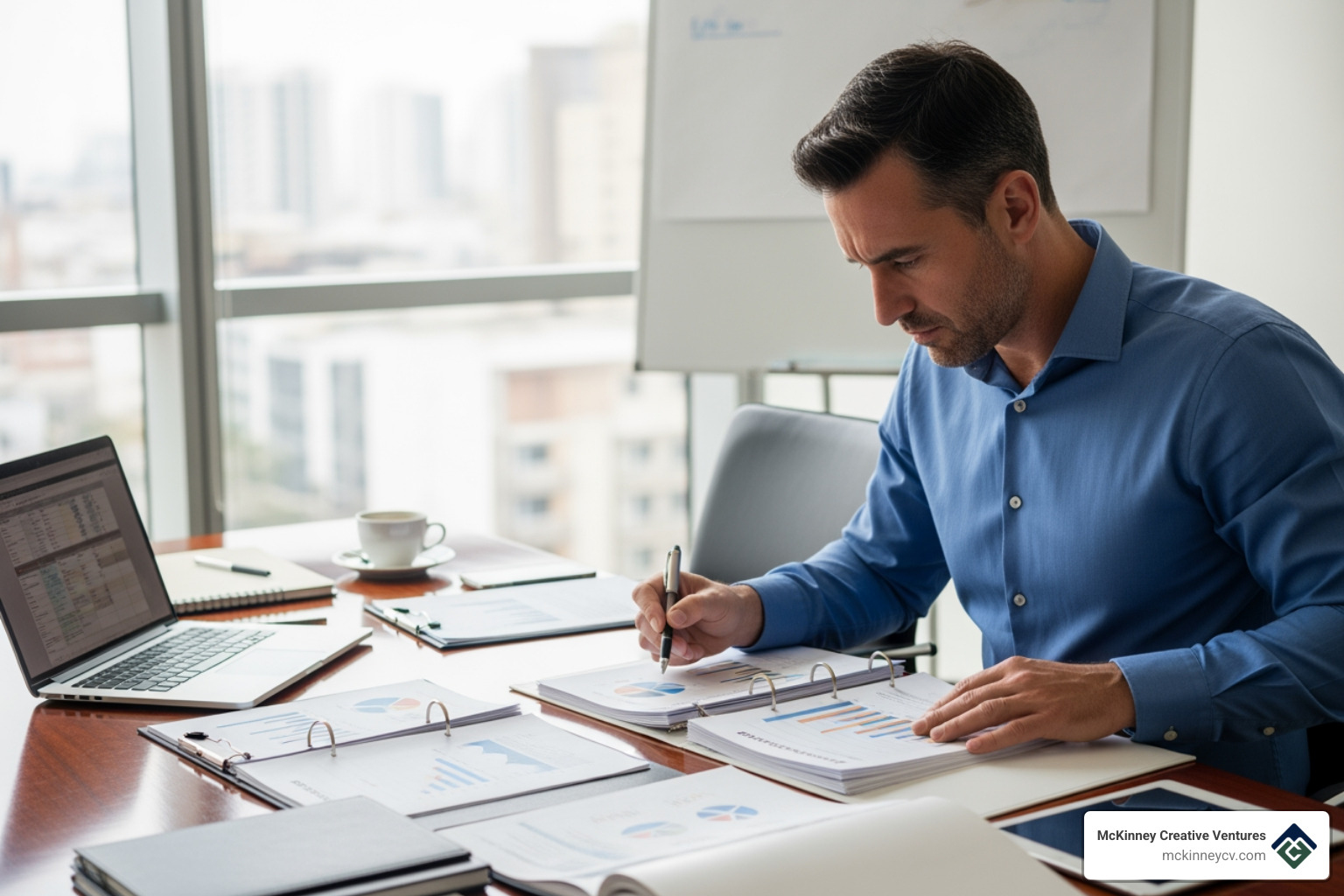 person carefully reviewing different proposals or plans - b2b content creation agencies