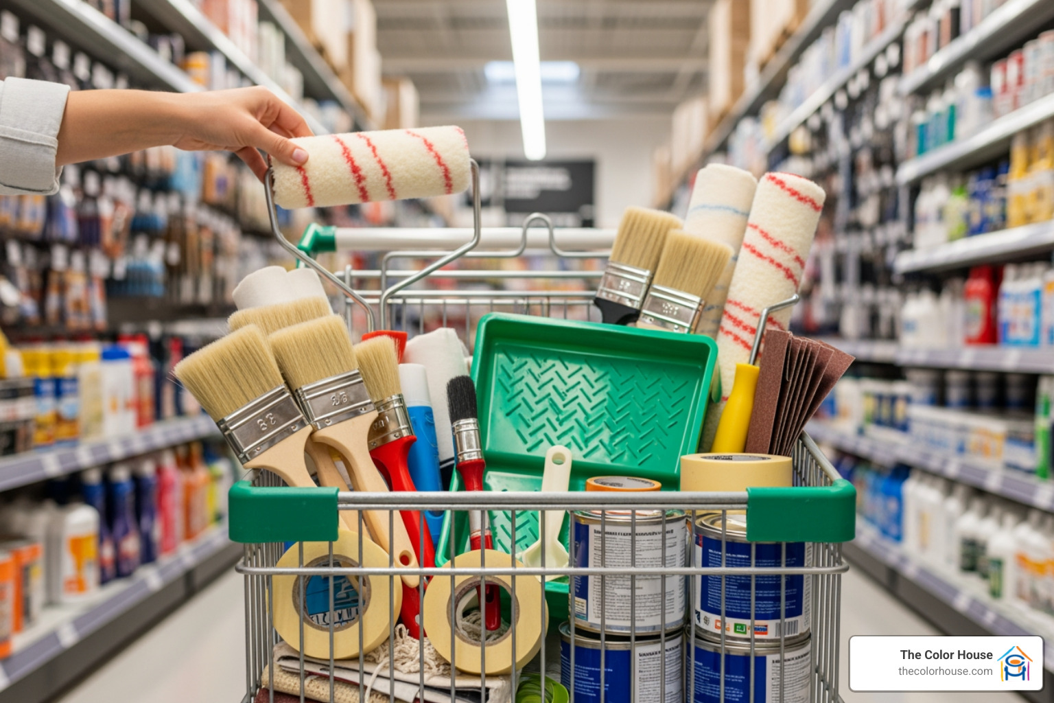 several paint cans labeled for different surfaces like metal, wood, and high-heat applications - painting hardware near me