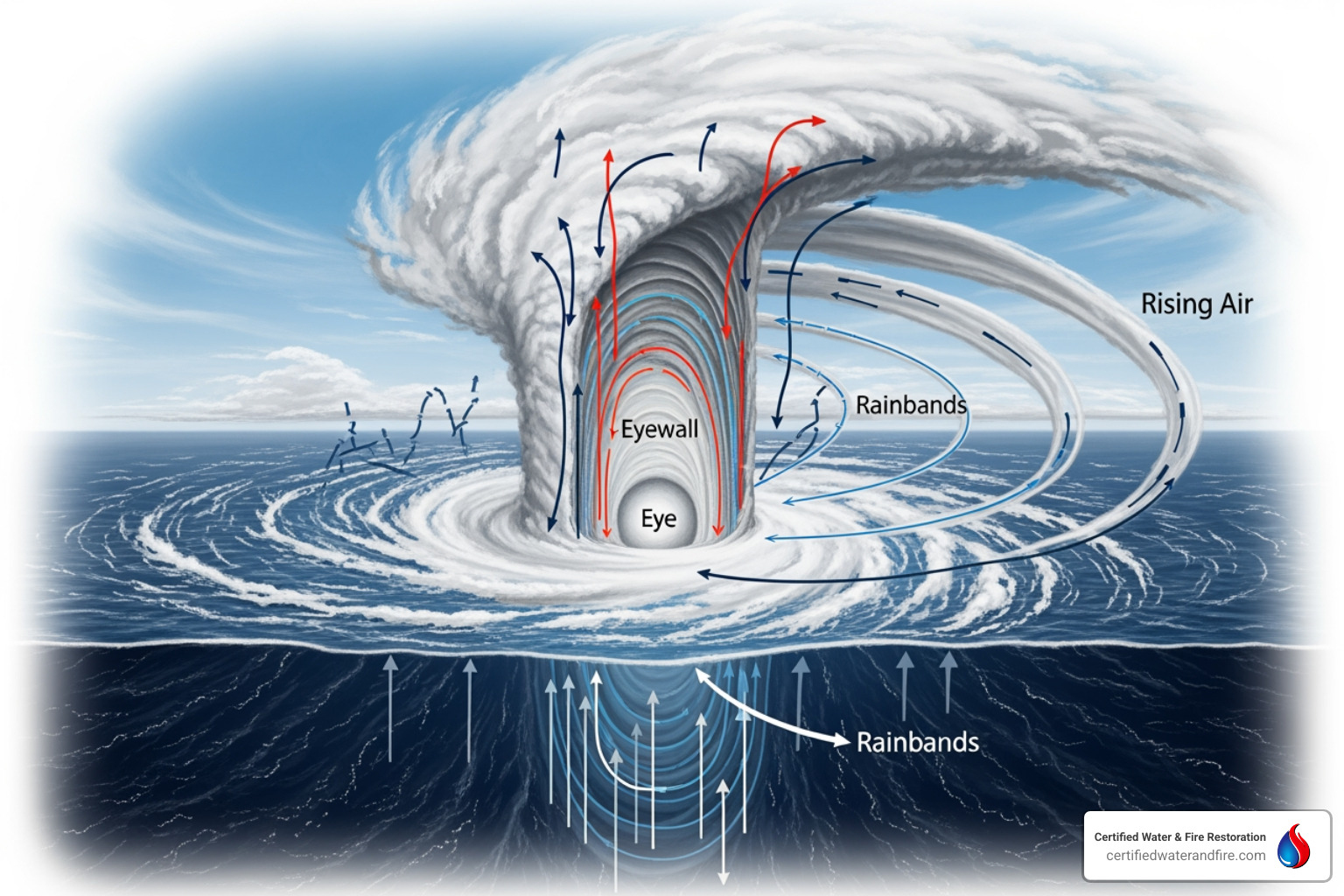 Image of a hurricane cross-section - facts about hurricanes Image of a hurricane cross-section - facts about hurricanes
