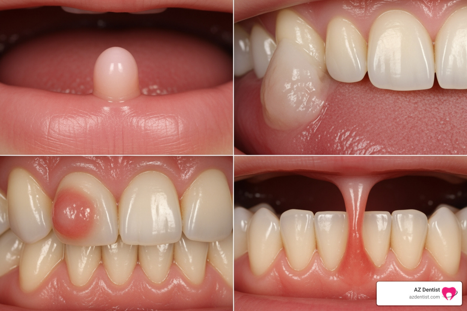 image showing different types of oral fibromas and their appearance - how to get rid of oral fibroma