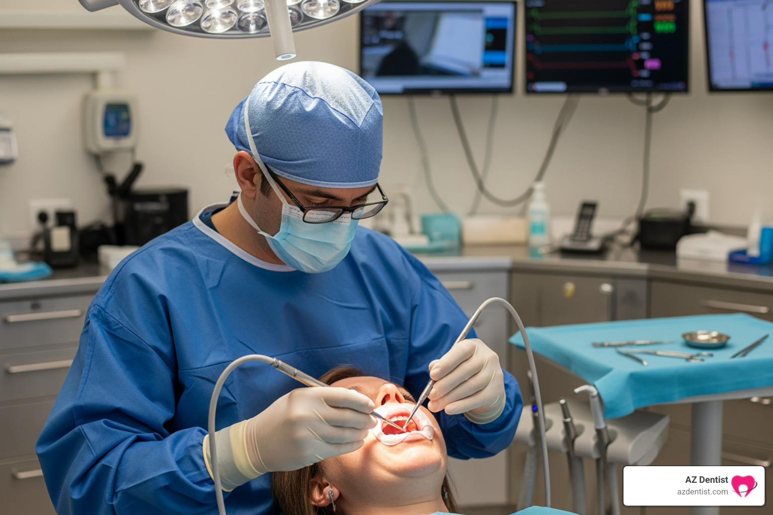 Oral surgeon performing tori removal - tori images before and after