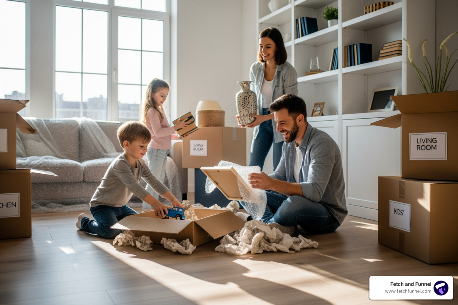 Happy family unpacking in new home - Best time to sell Happy family unpacking in new home - Best time to sell