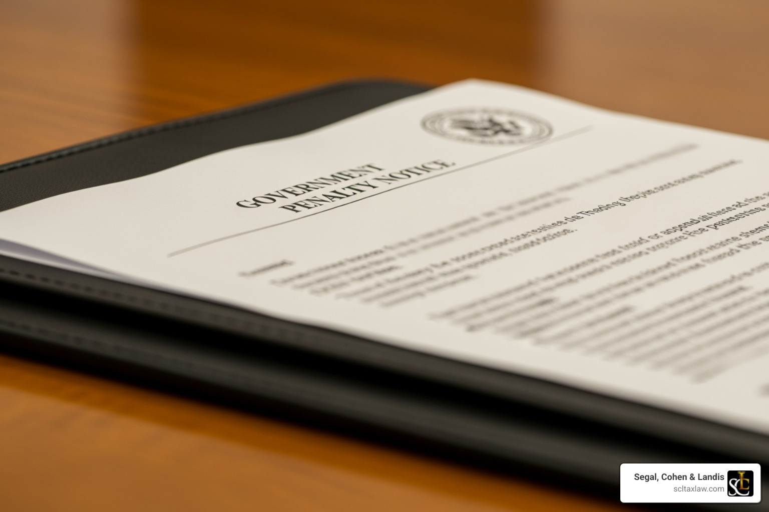 of an official IRS penalty notice letter - payroll tax delinquency