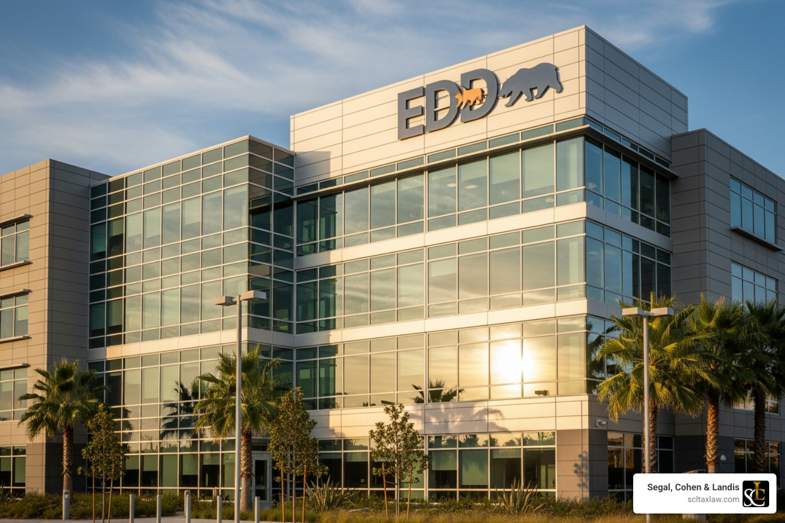 EDD logo on a building - California EDD audit