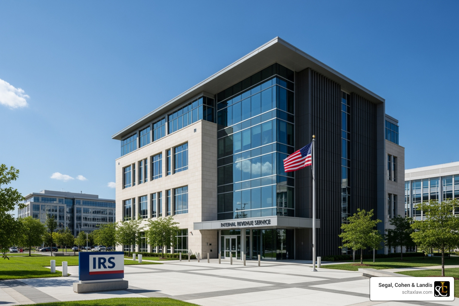 official-looking IRS building - payroll tax negotiation official-looking IRS building - payroll tax negotiation