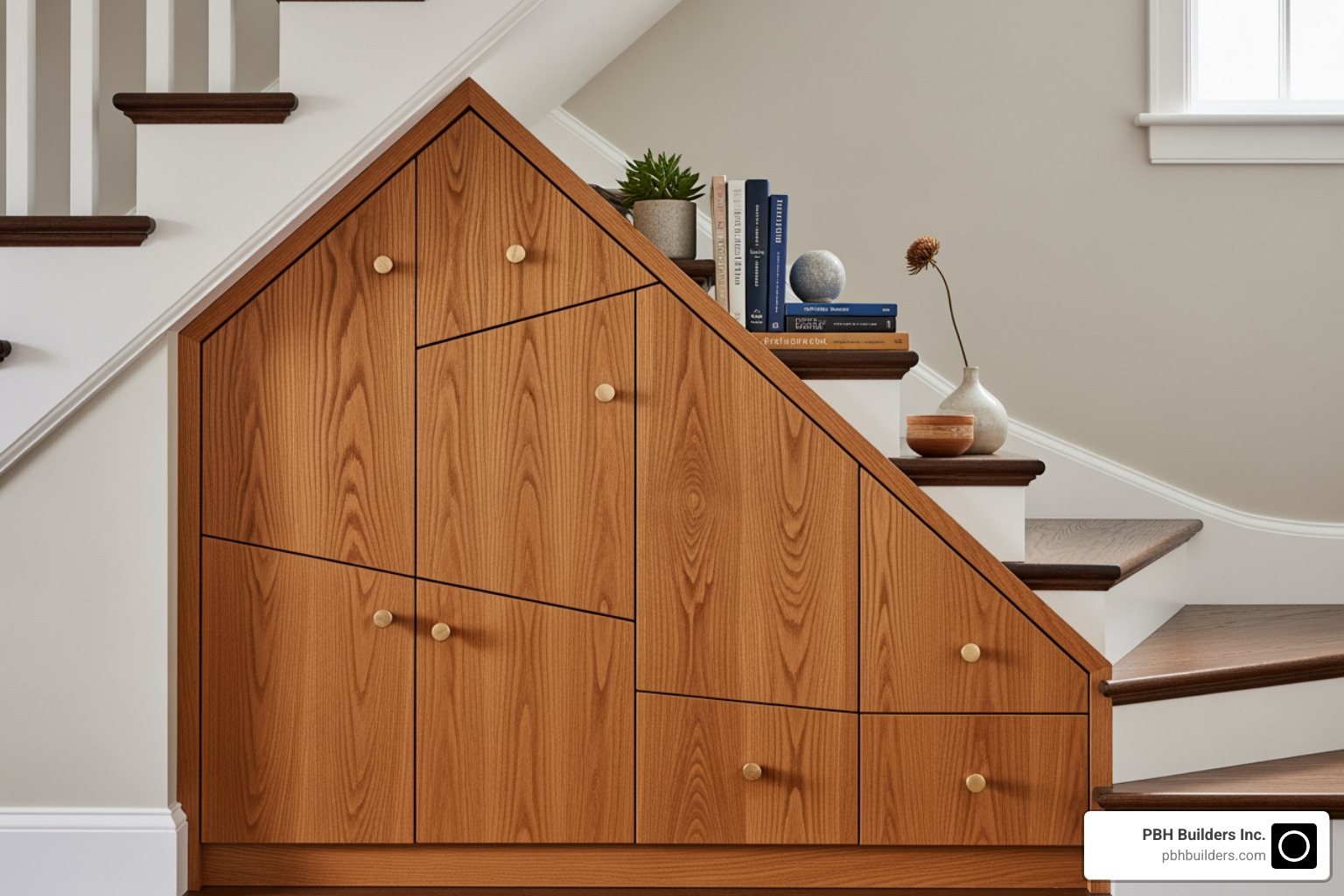 custom cabinet fitting perfectly into an awkward corner under a staircase - custom built in cabinets san diego custom cabinet fitting perfectly into an awkward corner under a staircase - custom built in cabinets san diego