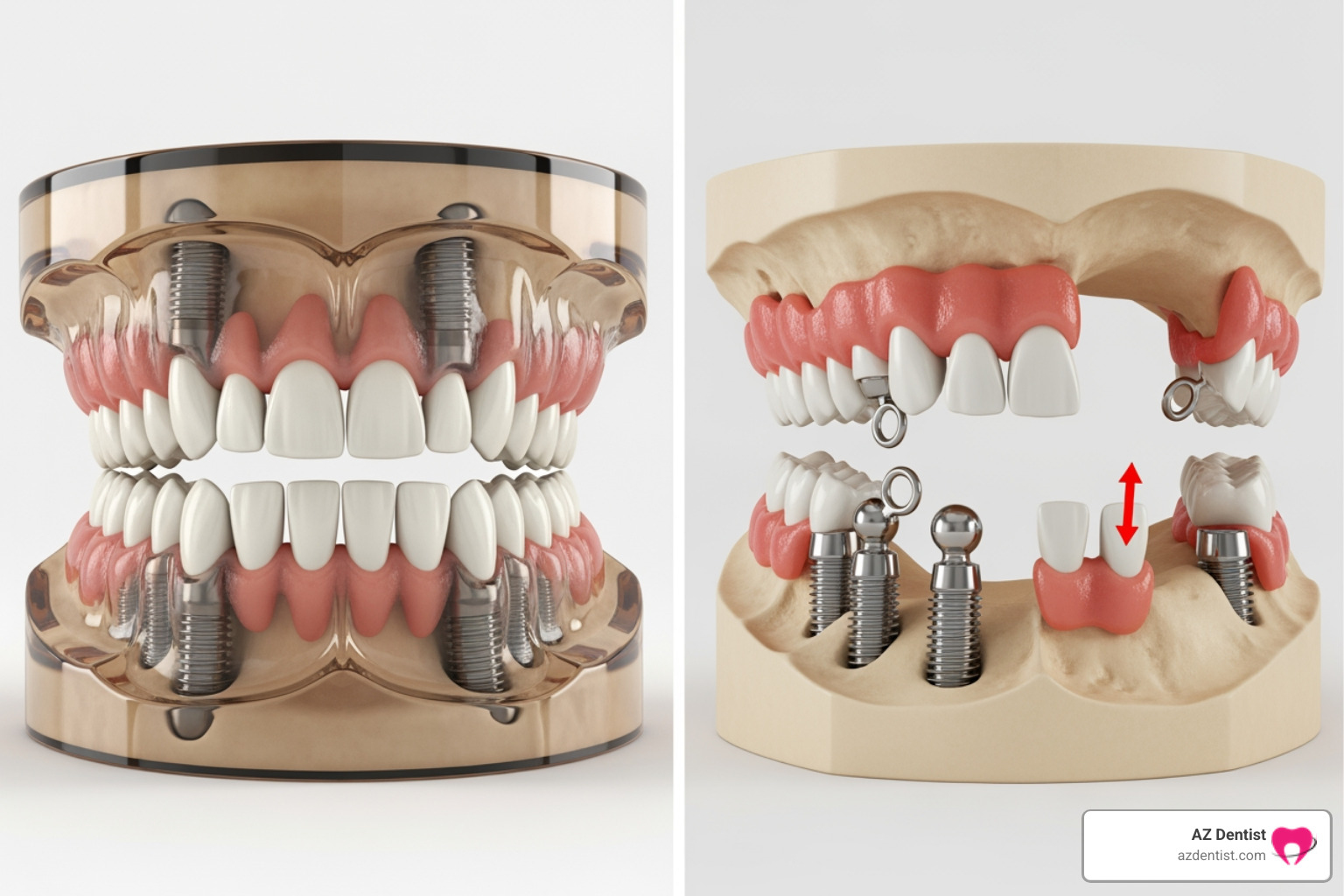 Fixed vs removable implant dentures - implant retained dentures