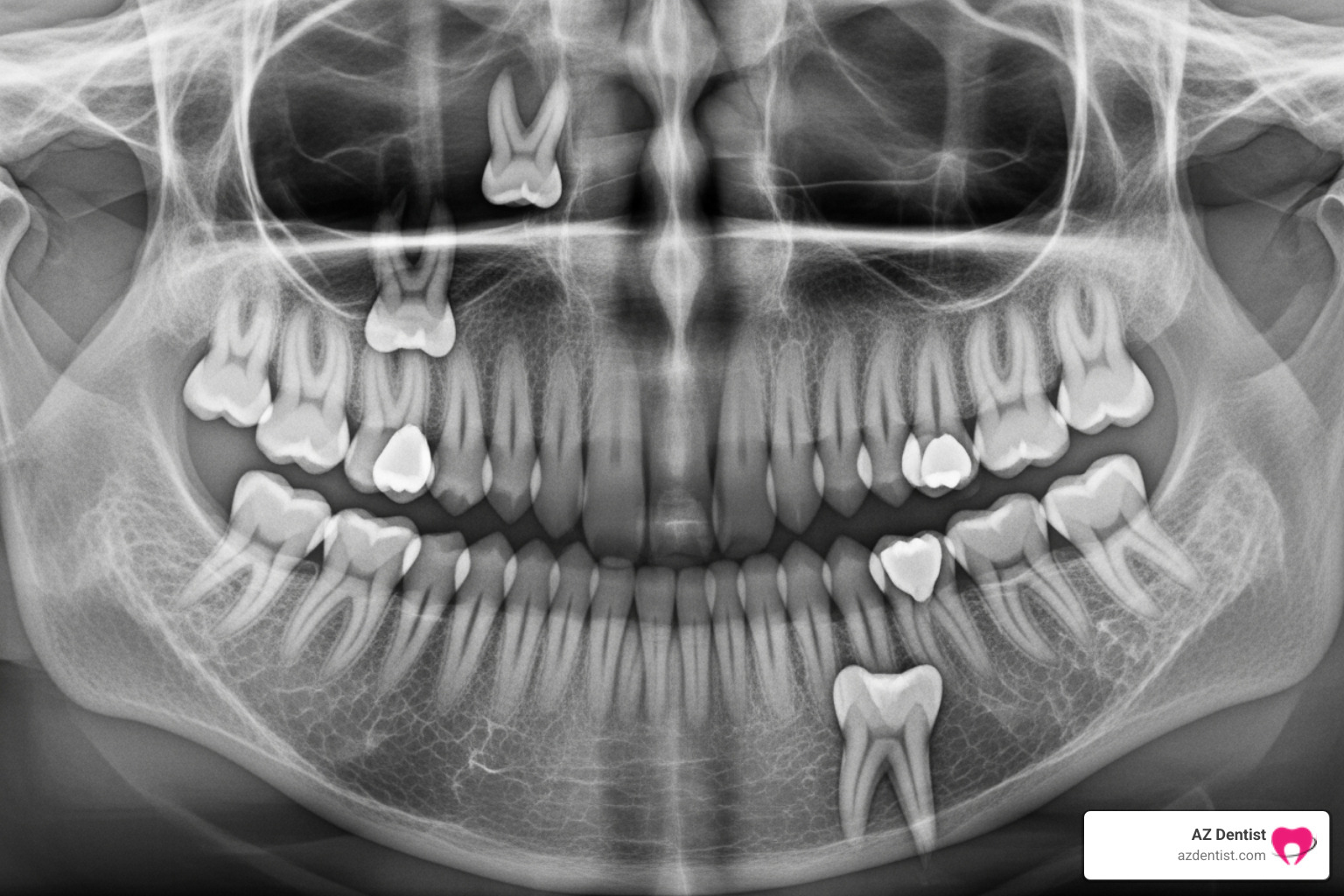dental x-ray showing both erupted and impacted wisdom teeth - Wisdom teeth Scottsdale dental x-ray showing both erupted and impacted wisdom teeth - Wisdom teeth Scottsdale