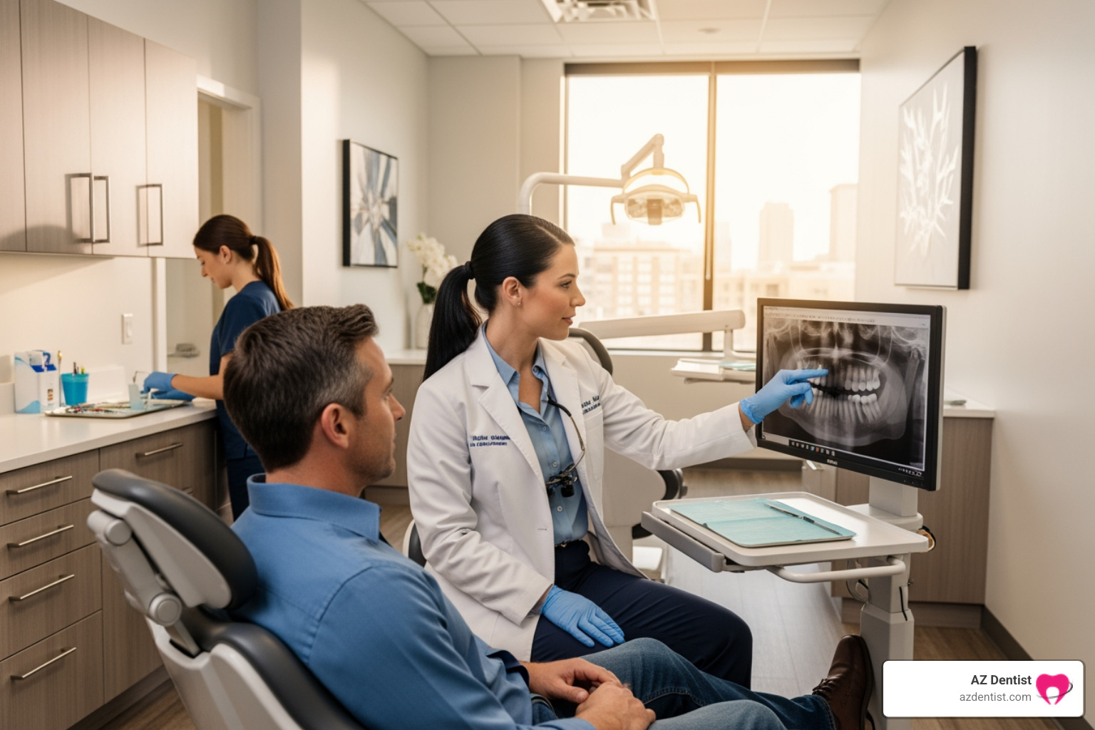 dentist consulting with patient - Scottsdale teeth whitening