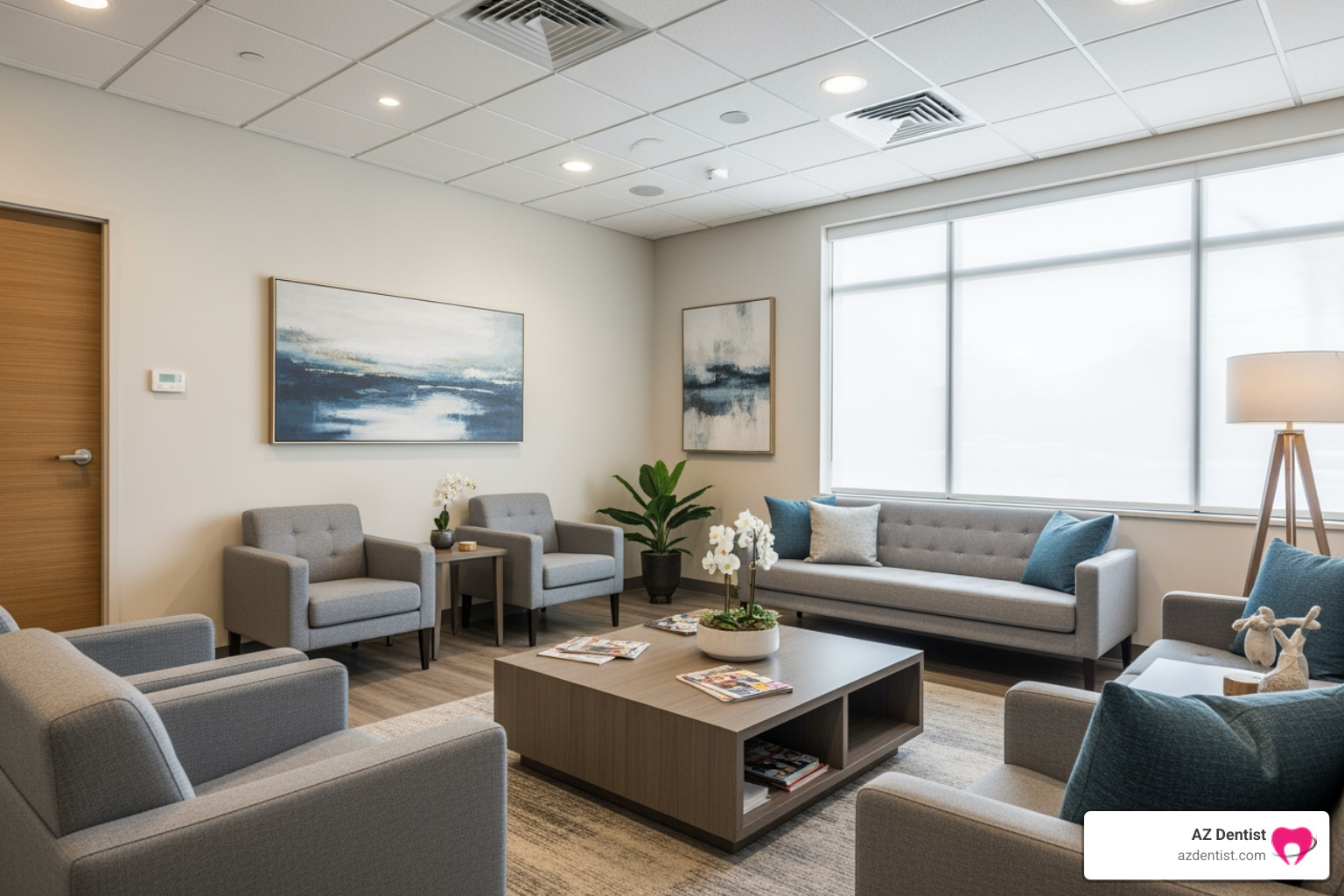 calm and modern dental office waiting room - gentle dental practice calm and modern dental office waiting room - gentle dental practice