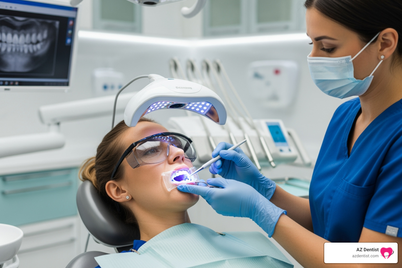 patient undergoing in-office whitening - Scottsdale teeth whitening