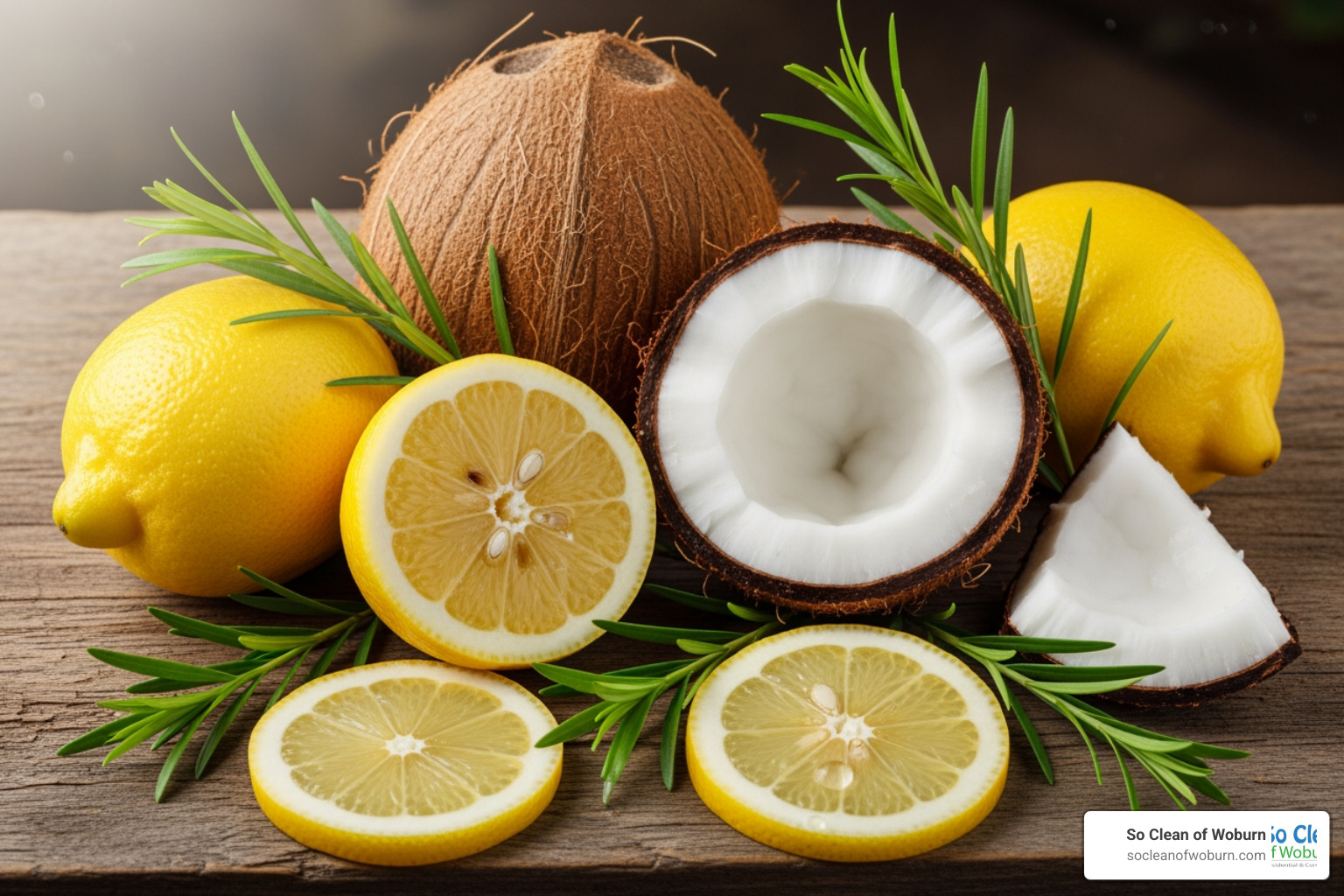 common plant-based sources like lemons, coconuts, and tea tree leaves - plant based shower cleaner