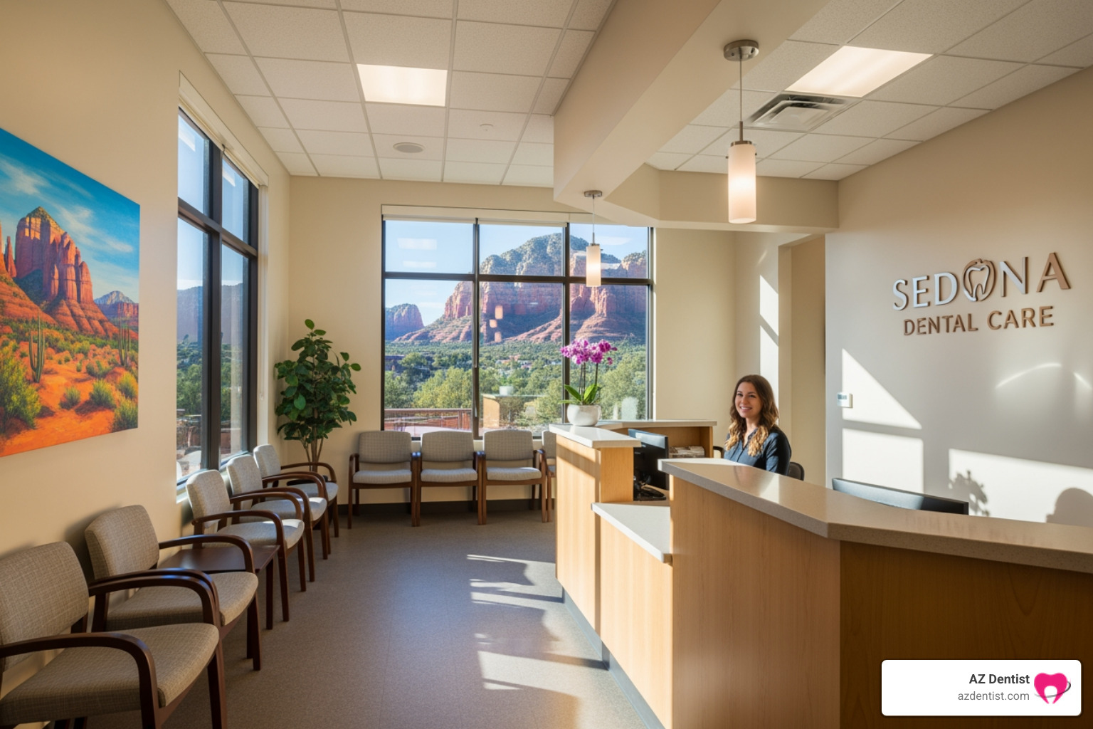 Modern comfortable dental waiting room - Sedona dental office Modern comfortable dental waiting room - Sedona dental office