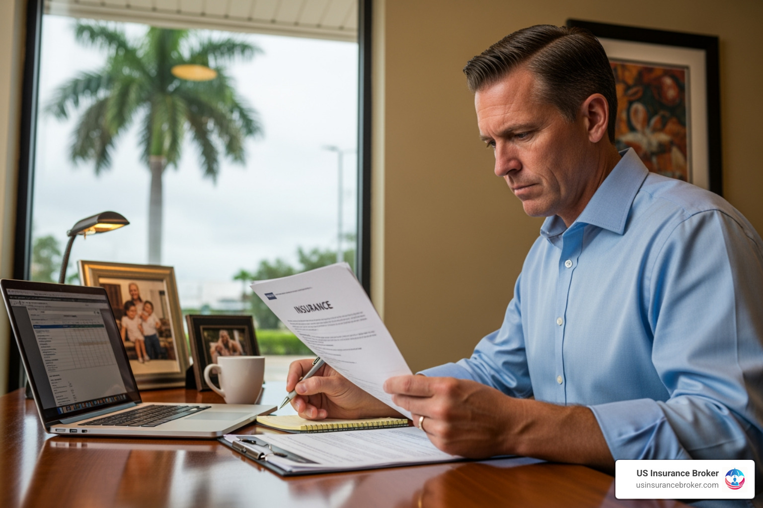 florida small business owner reviewing insurance documents - florida assigned risk workers comp florida small business owner reviewing insurance documents - florida assigned risk workers comp