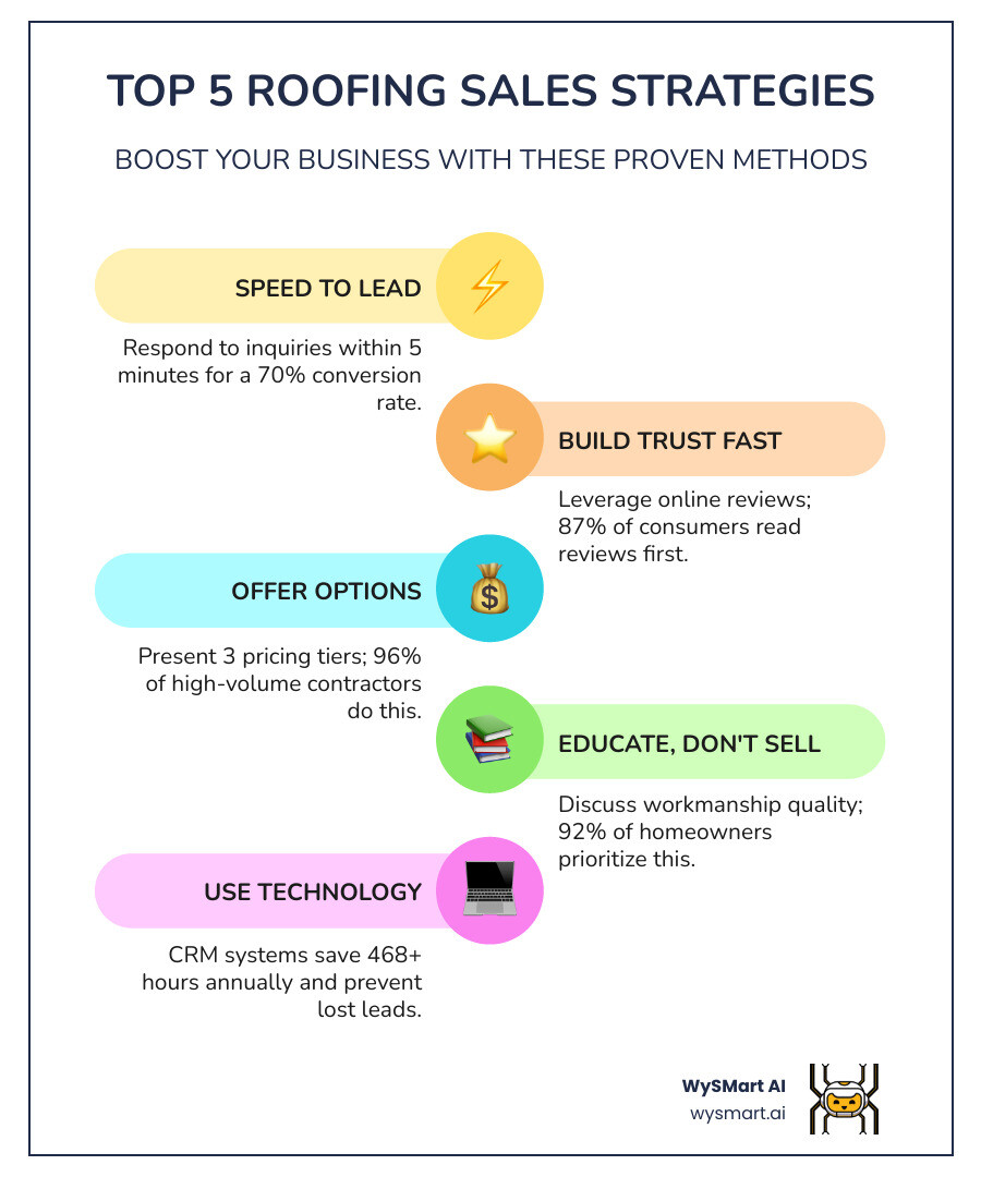 Infographic showing the roofing sales success framework: four connected pillars labeled Digital Presence (laptop with 5 stars), Sales Technology (CRM dashboard), Customer Experience (handshake icon), and Reputation Management (review stars trending upward) - Increase roofing sales infographic infographic-line-5-steps-colors Infographic showing the roofing sales success framework: four connected pillars labeled Digital Presence (laptop with 5 stars), Sales Technology (CRM dashboard), Customer Experience (handshake icon), and Reputation Management (review stars trending upward) - Increase roofing sales infographic infographic-line-5-steps-colors