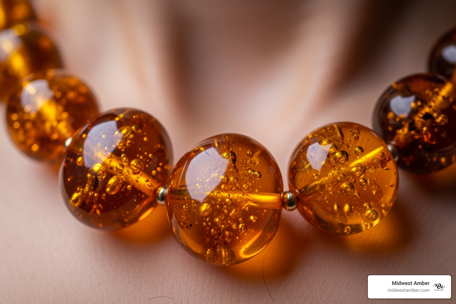 close-up of a polished amber necklace against the skin - amber necklace for mom close-up of a polished amber necklace against the skin - amber necklace for mom