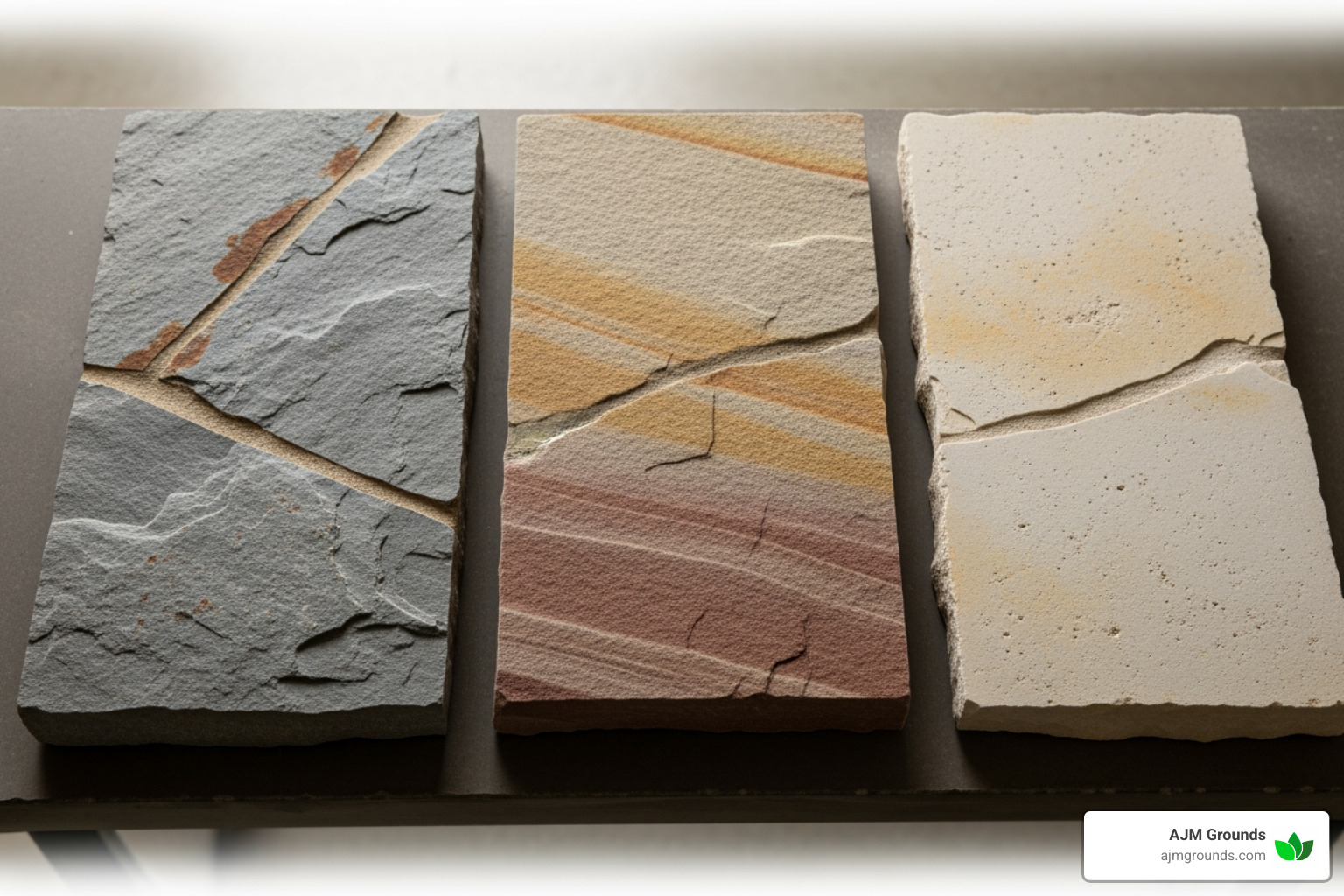 different types of flagstone like bluestone, sandstone, and limestone - Flagstone walkway ideas