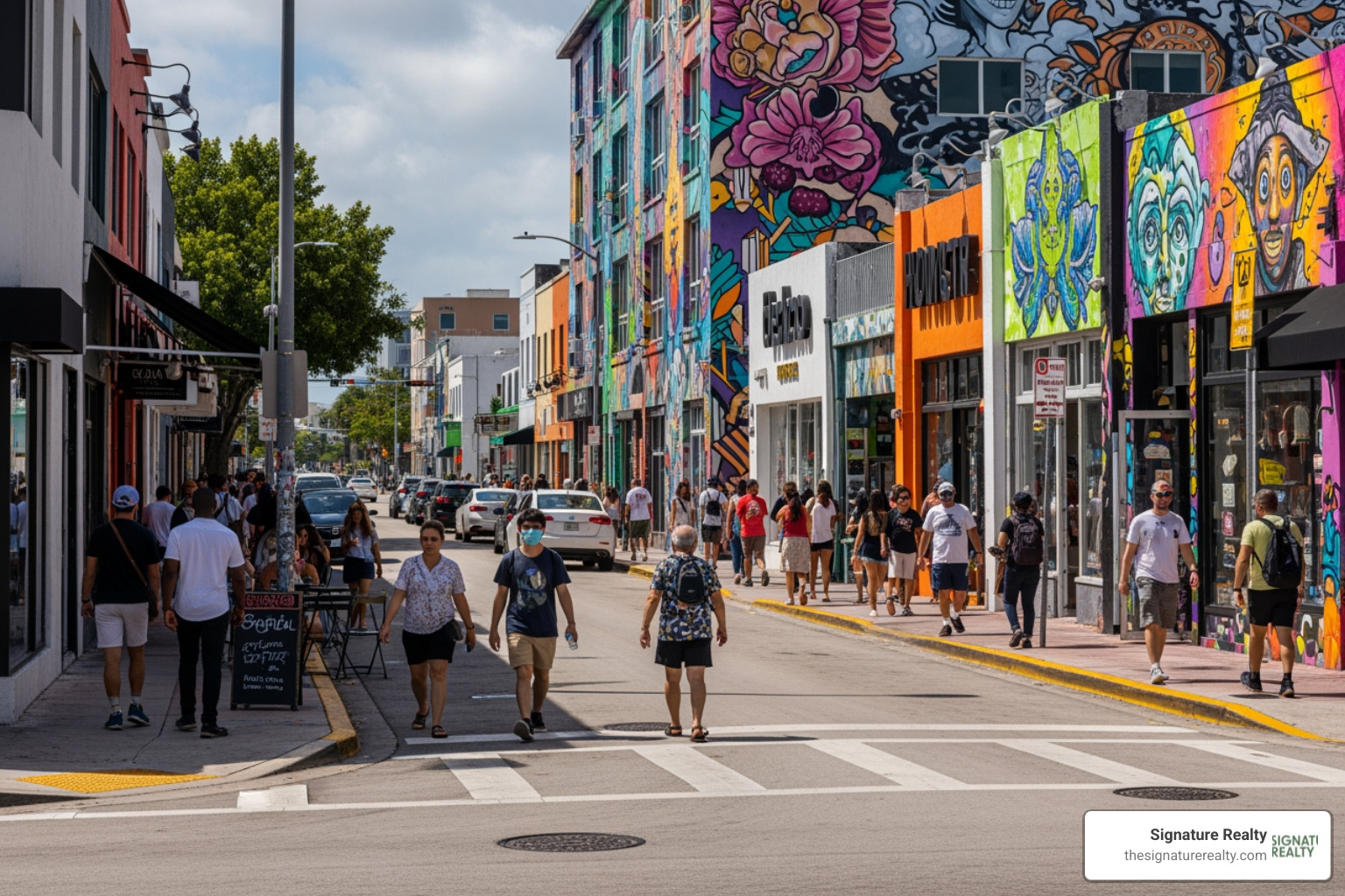 A busy street in Wynwood with unique retail shops - commercial space for rent miami fl A busy street in Wynwood with unique retail shops - commercial space for rent miami fl