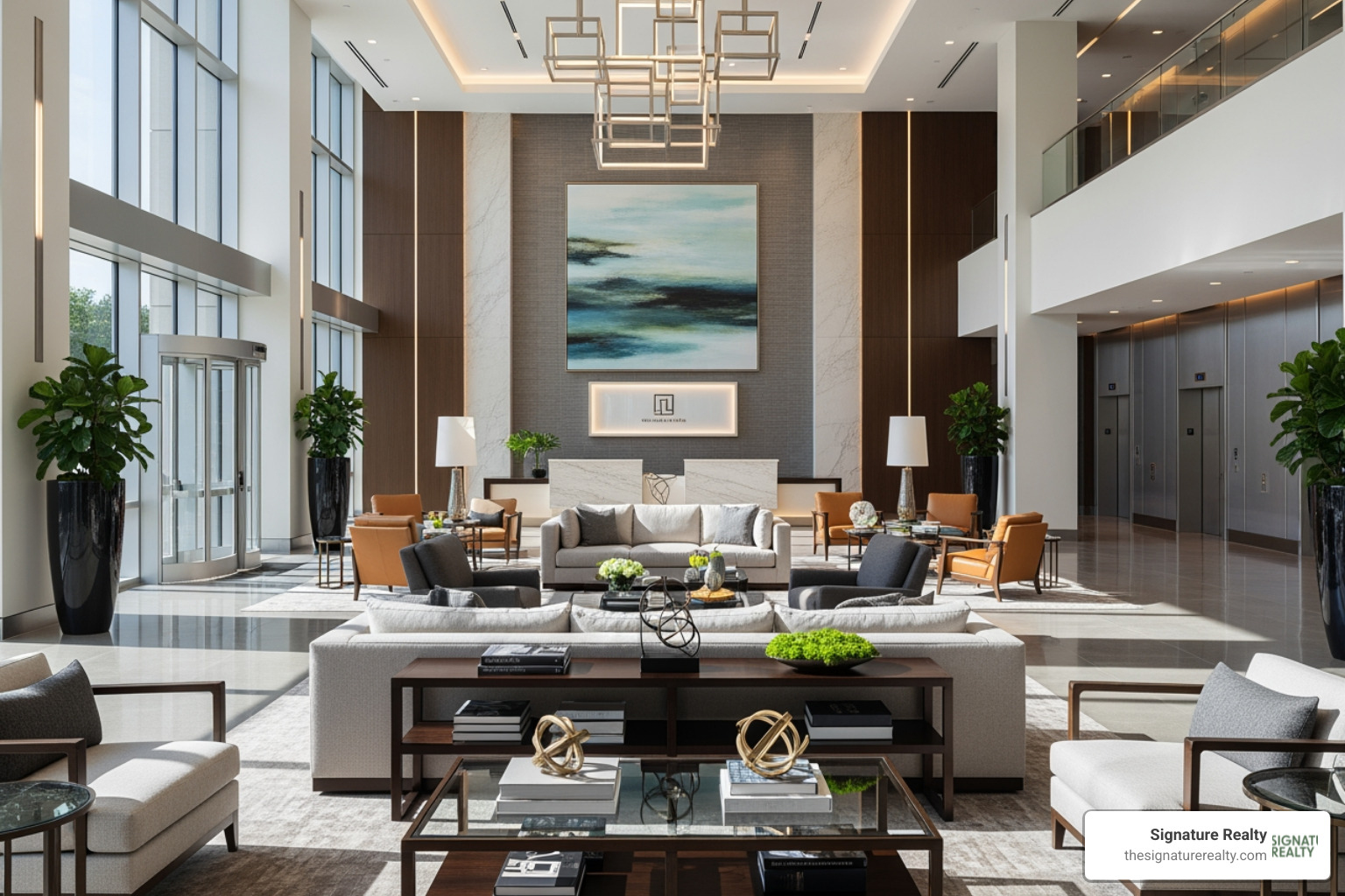 Modern office lobby in a Class A building - commercial space for rent miami fl Modern office lobby in a Class A building - commercial space for rent miami fl